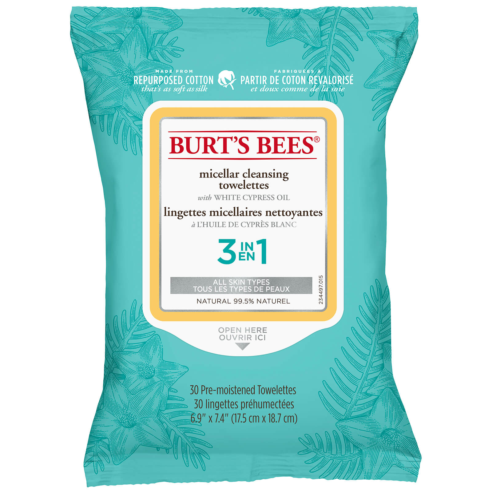 Toallitas micelares limpiadoras de Burt's Bees - 30 unidades