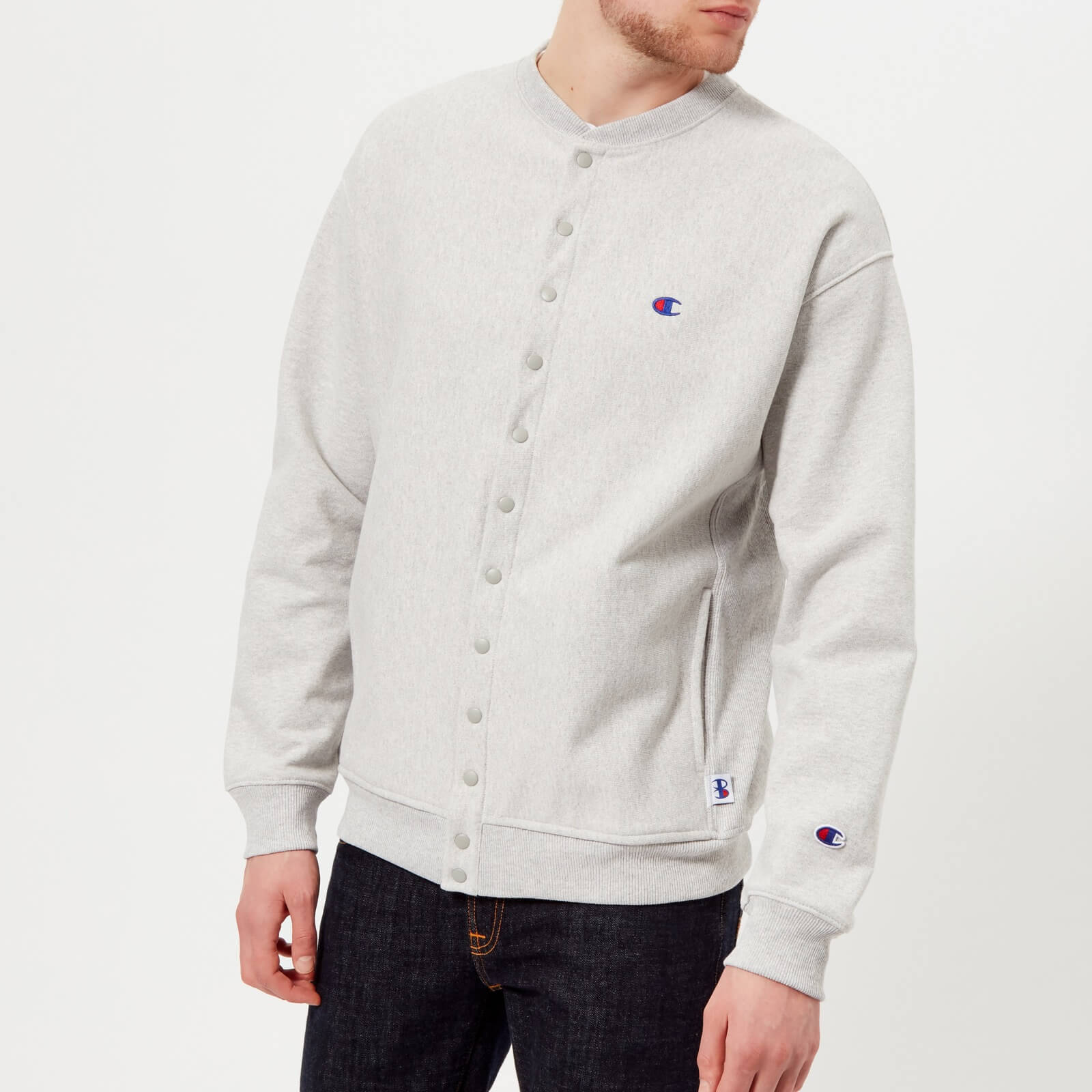 Champion X Beams Men s Jersey Bomber Jacket Grey Coggles
