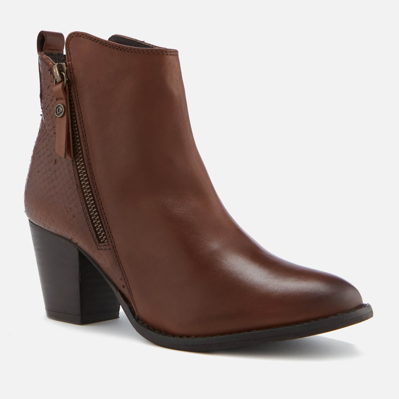 Dune Women s Pontoons Leather Heeled Ankle Boots Tan Allsole