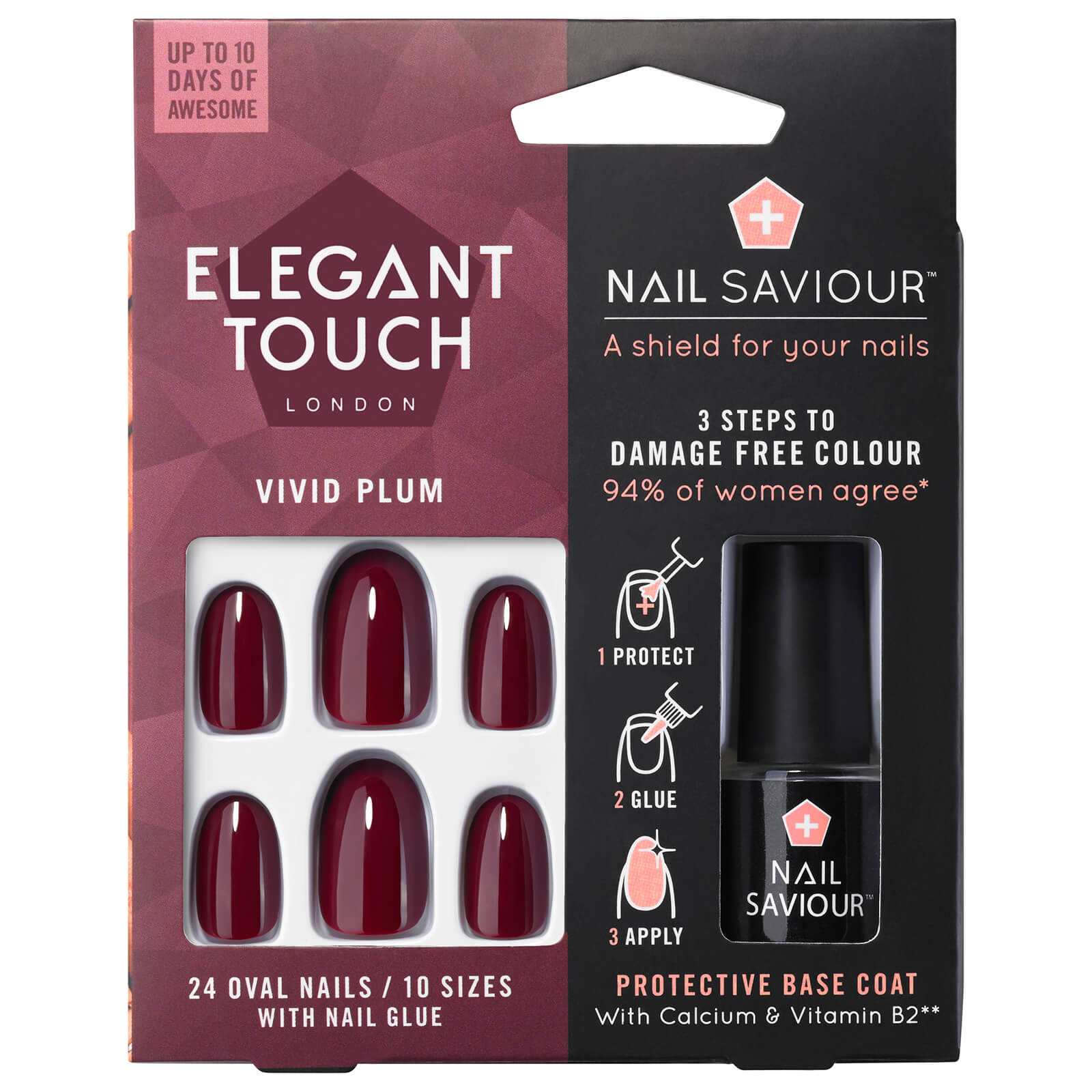 Capa base protectora para uñas Nail Saviour de Elegant Touch - Vivid Plum