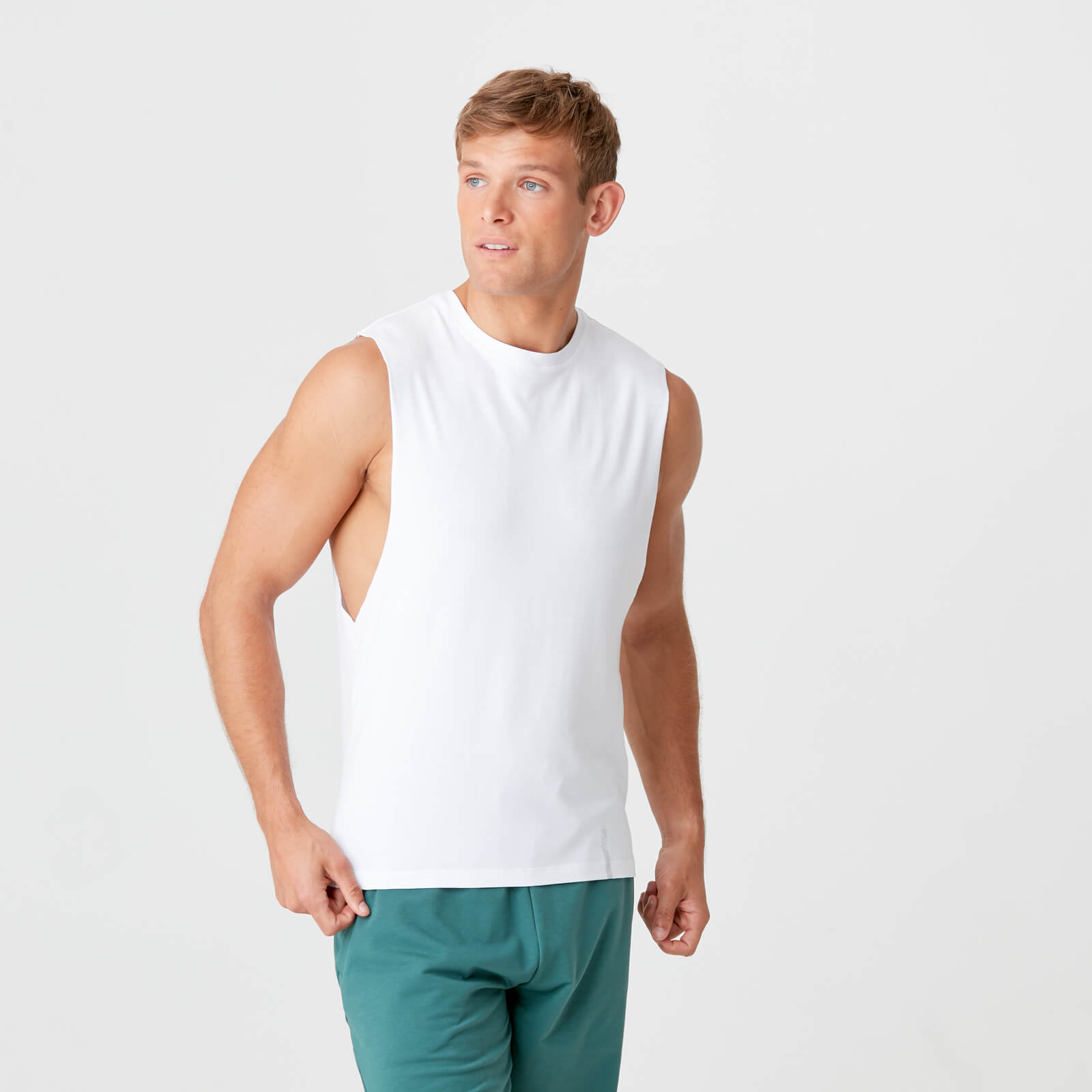 Luxe Drop Armhole majica bez rukava - Bijela - S