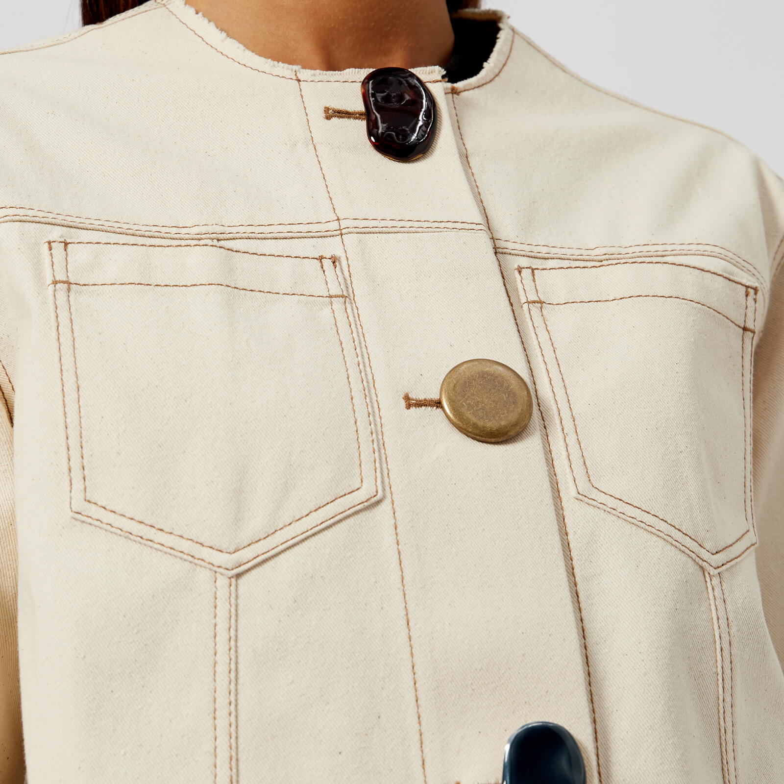 【REJINA PYO】GREEN-BEIGE NYLON混JACKET Rejina Pyo Duvet Jacket - Nylon Khaki | Garmentory
