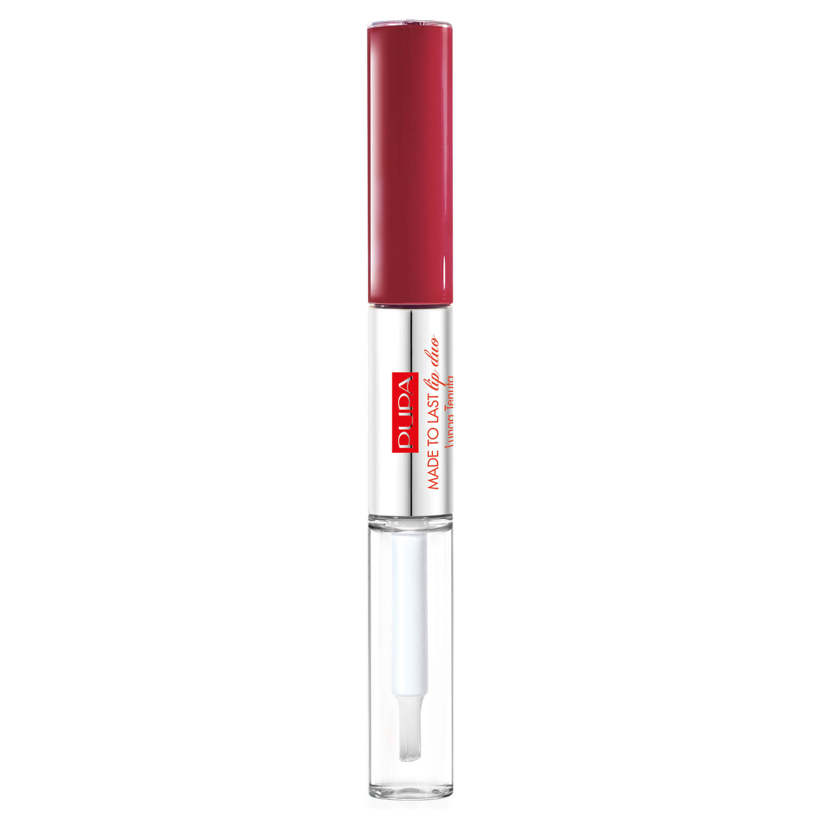 Dúo de color de labios resistente al agua Made To Last de PUPA - Color de labios líquido y capa de brillo - Deep Ruby 4 ml