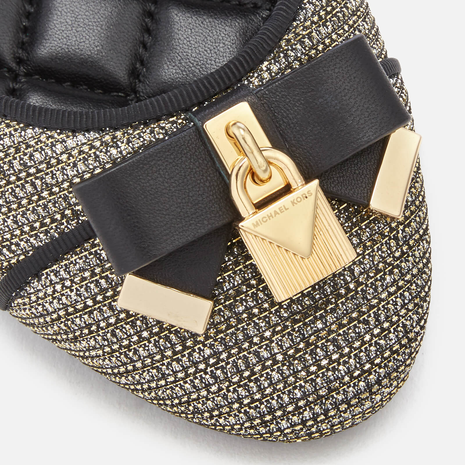 Michael kors black flats with gold buckle on sale