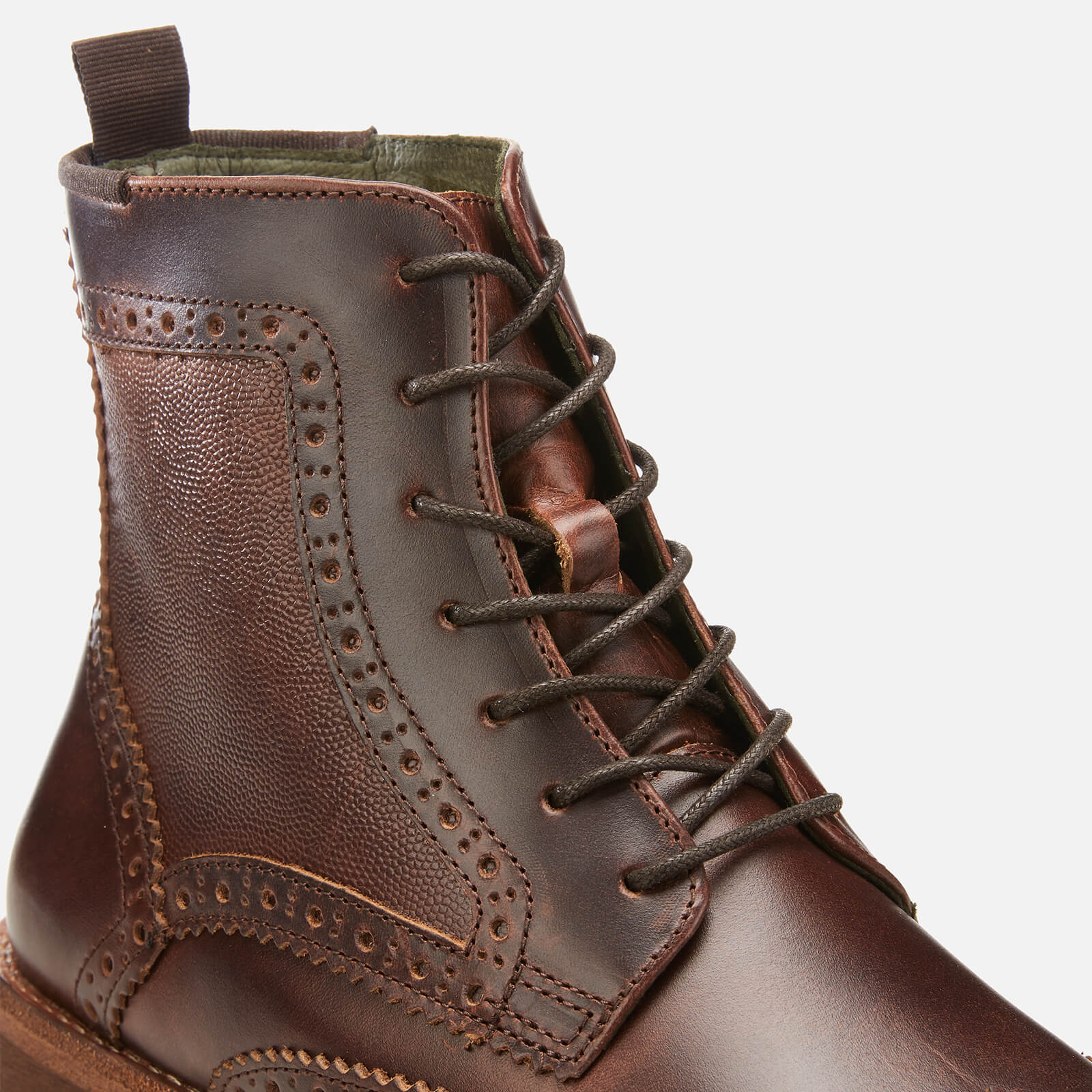 Barbour Men s Belford Leather Brogue Lace Up Boots Mahogany Allsole