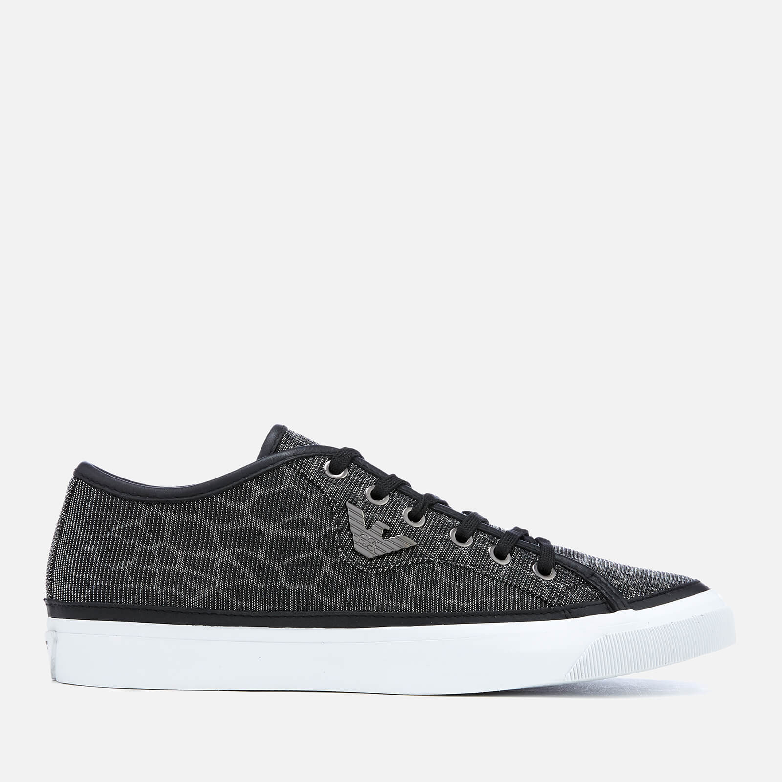 Emporio Armani Women s Venus Shimmer Low Top Trainers Black Silver Allsole