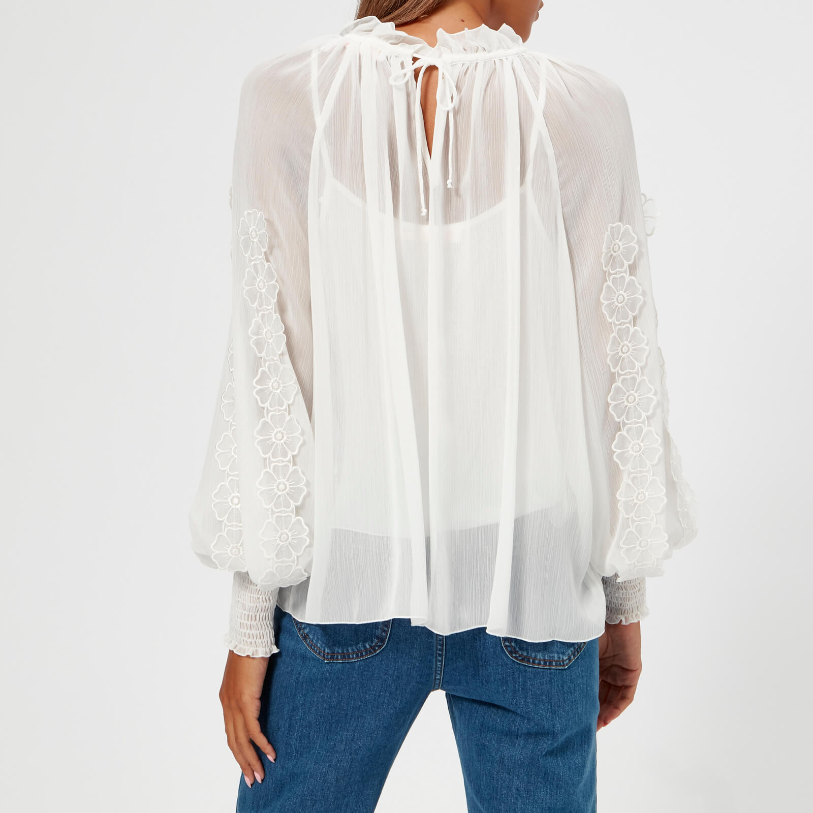 See by chloe sheer sleeve top on sale