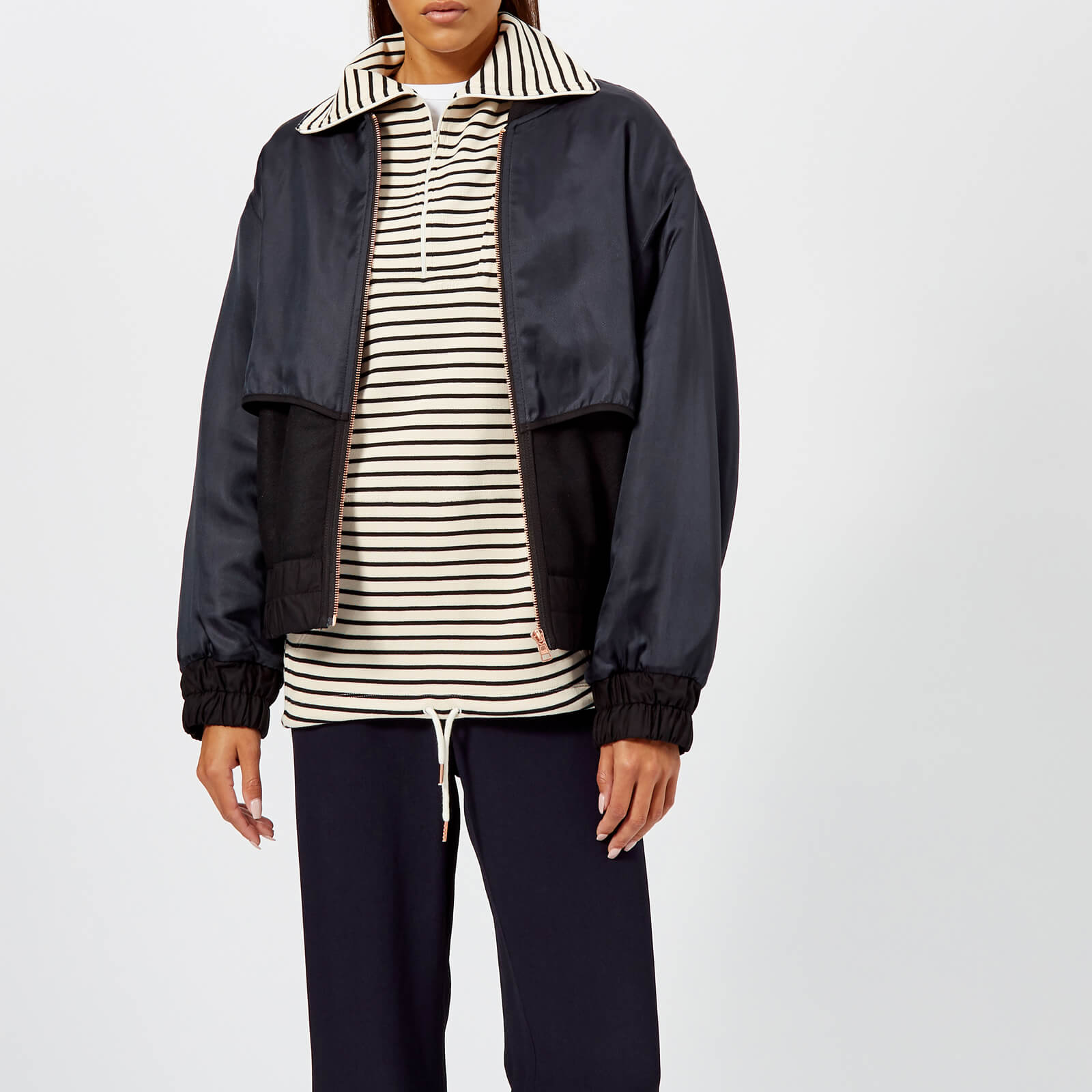 See By Chloe Women s Bomber Jacket Black Blue 1 Coggles