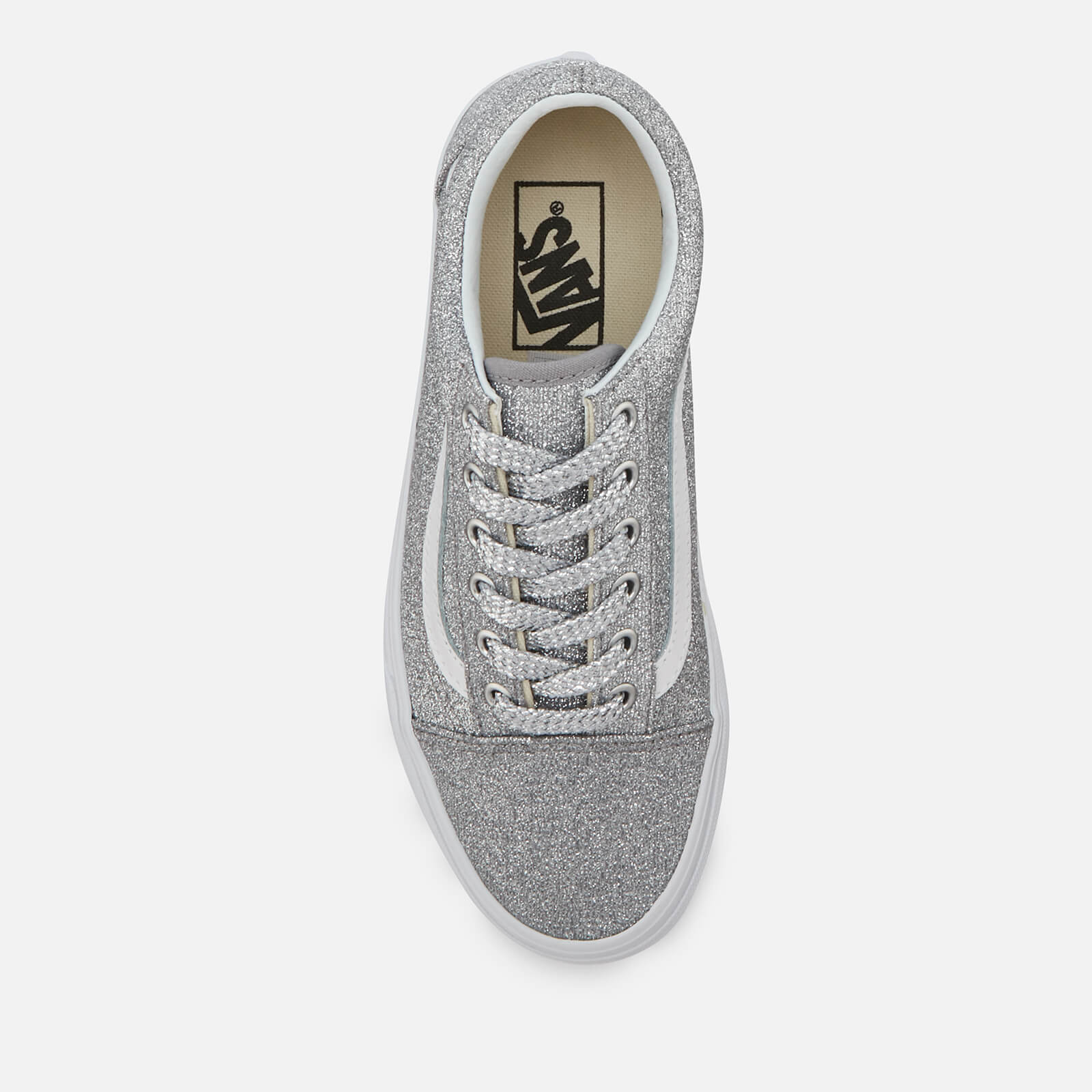Vans Women s Old Skool Lurex Glitter Trainers Silver True White Coggles