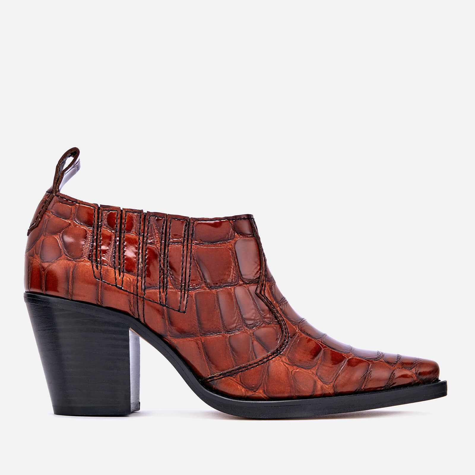 ショートブーツ・ブーティ GANNI Woman Flat ankle boots Brown S2785 890 GANNI♢レザー アンクルブーツ バックル付き (Ganni/ショート