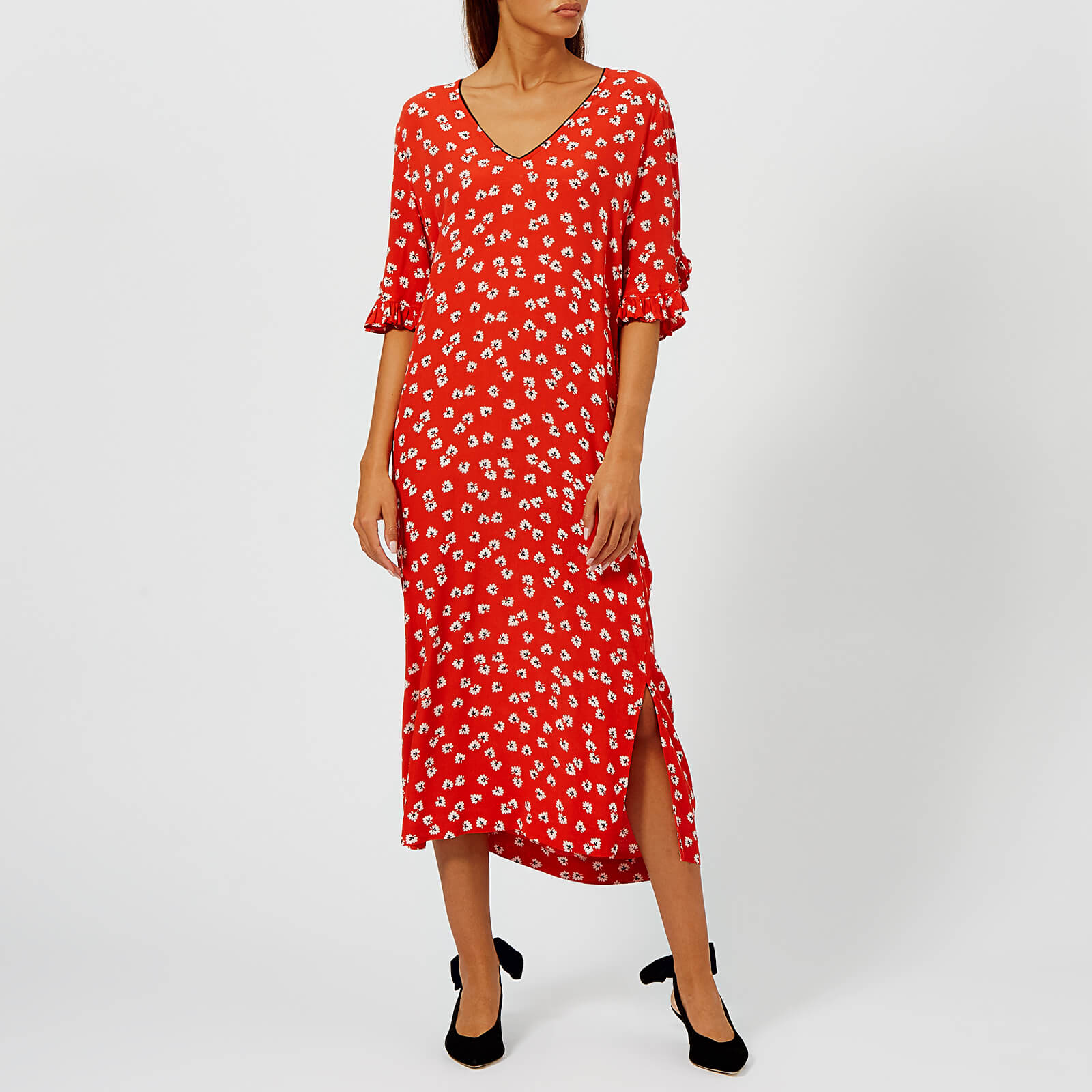 Ganni silvery crepe online dress red