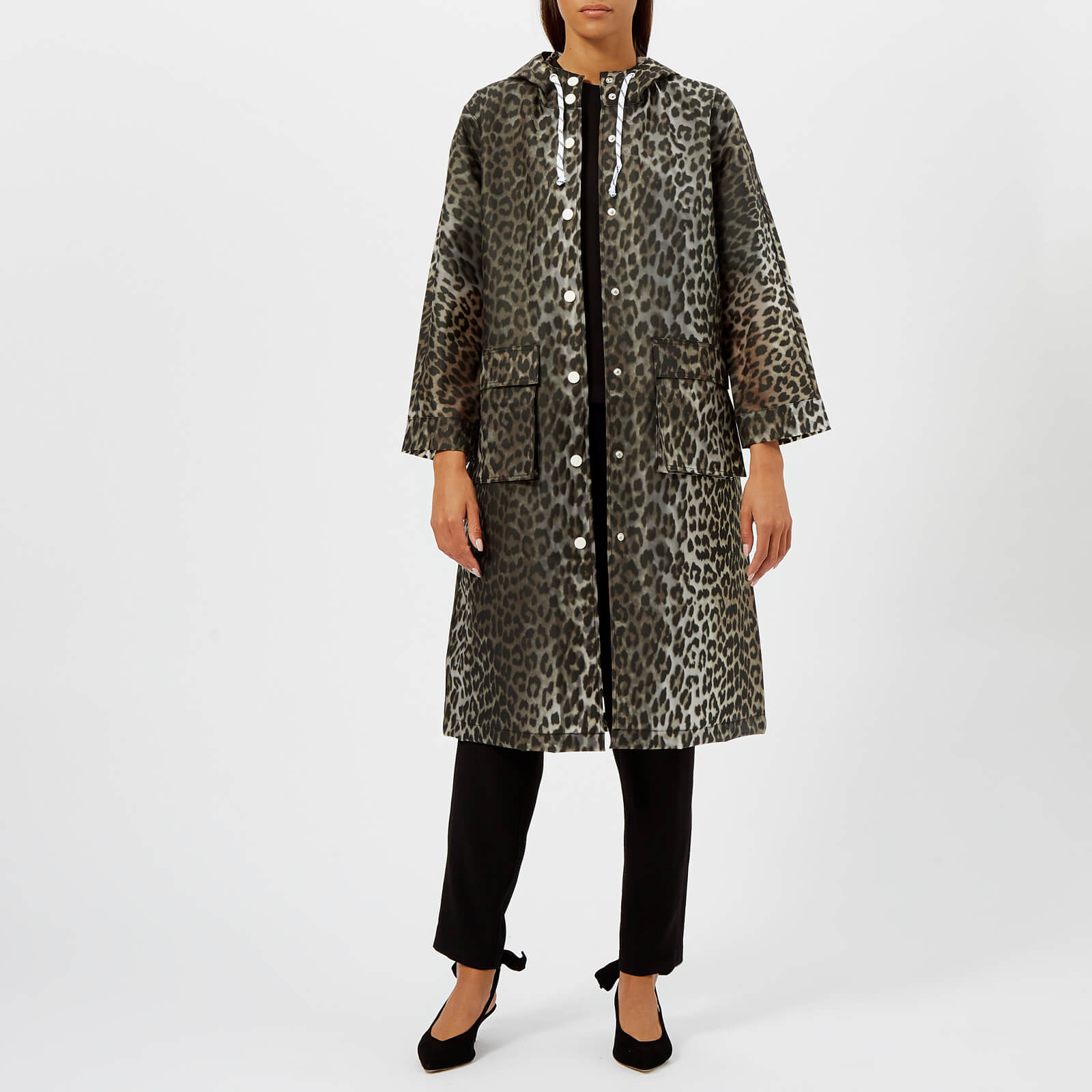 Ganni Women s Cherry Blossom Waterproof Jacket Leopard Coggles