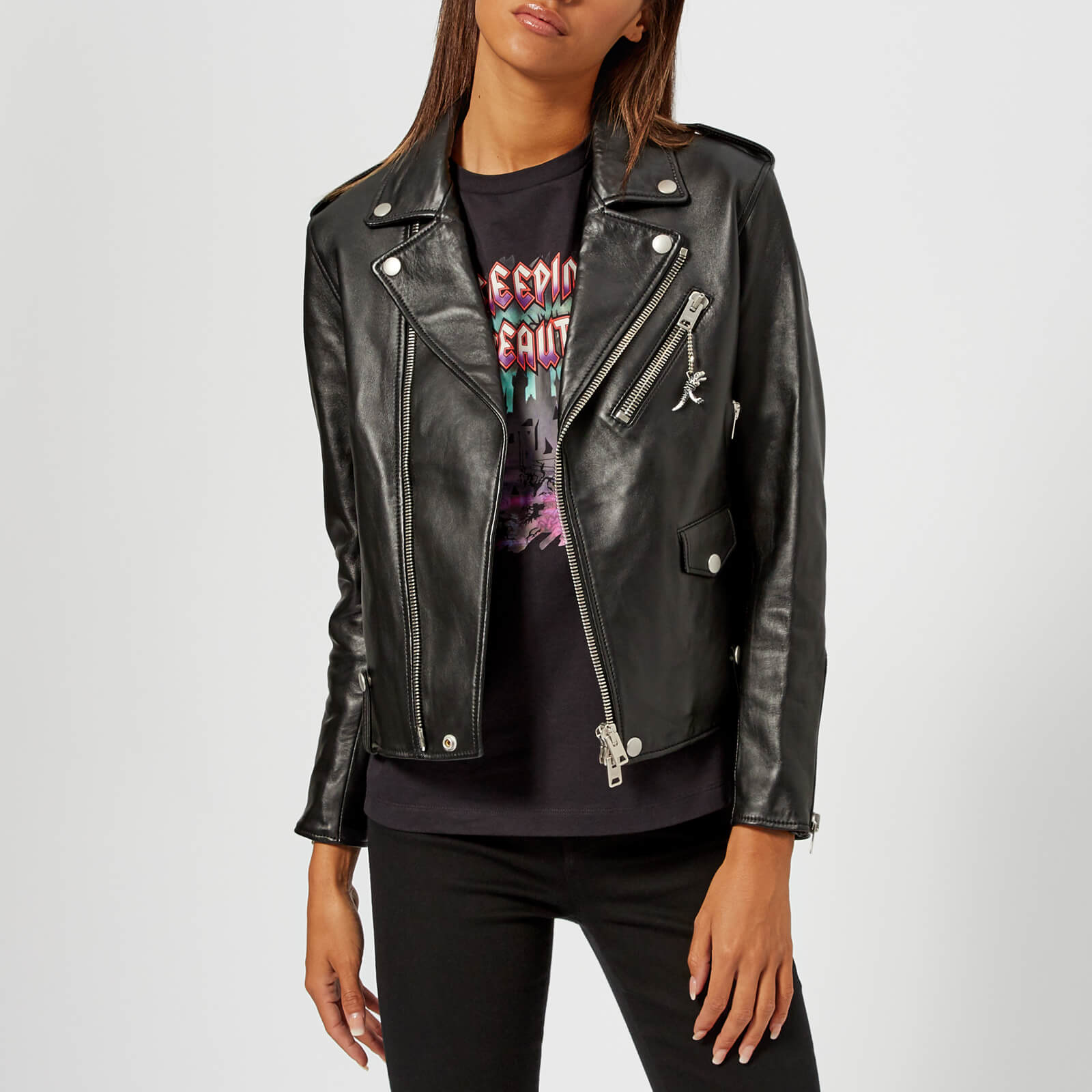 Coach leather biker jacket online