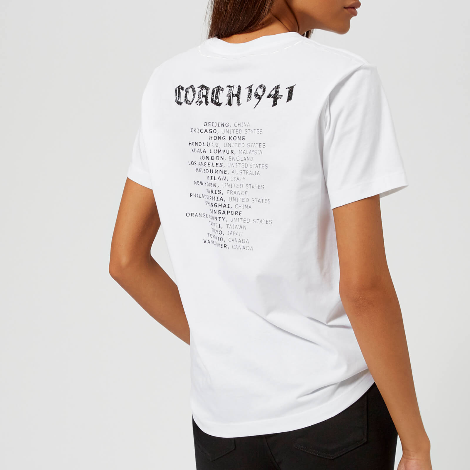 COACH リブ付きホワイトTシャツ XS cr036_wht_a0