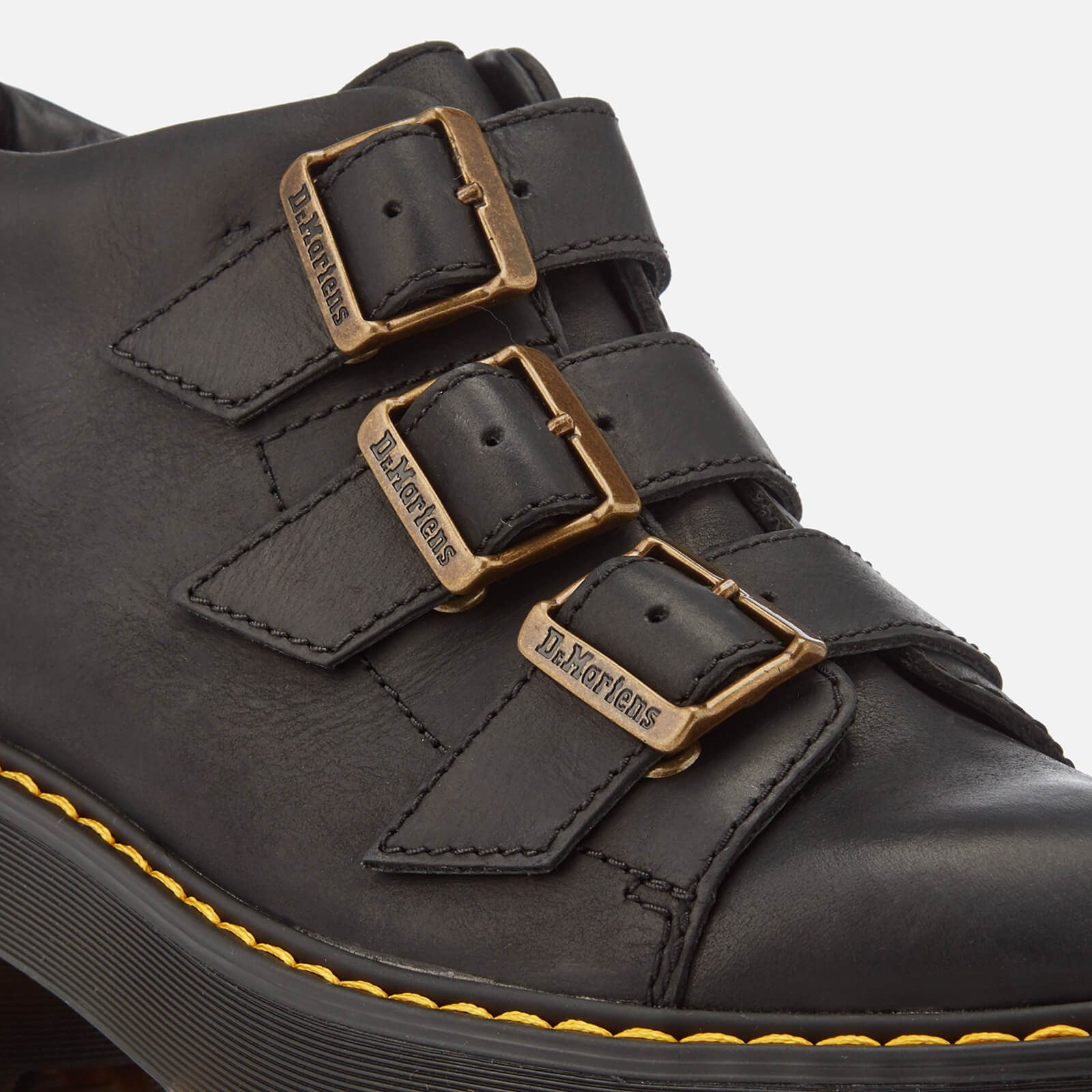 Dr. Martens Women s Coppola Leather Buckle Heeled Boots Black UK 3 Allsole