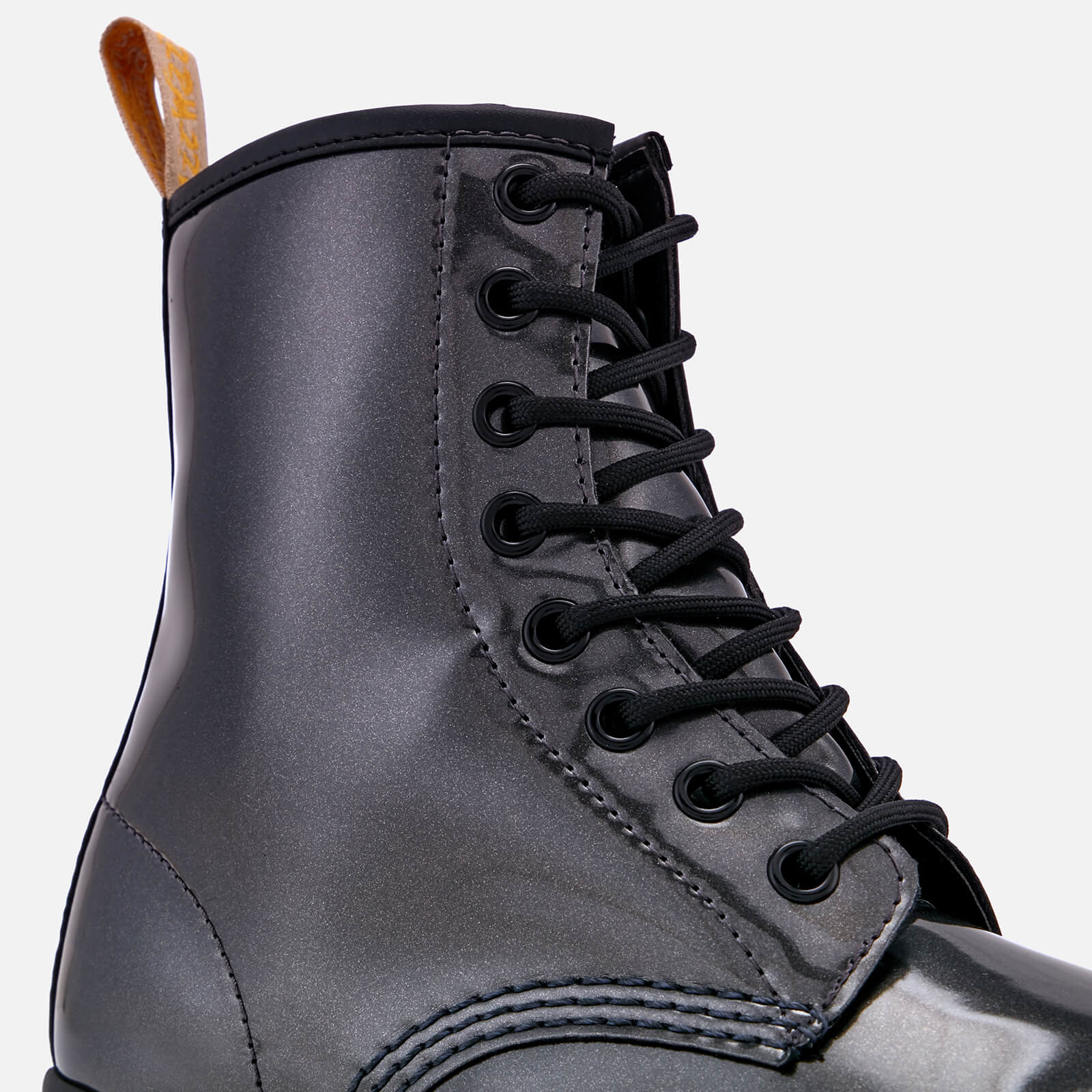 Dr. Martens Women s 1460 Vegan Chrome Metallic 8 Eye Boots Gunmetal Allsole