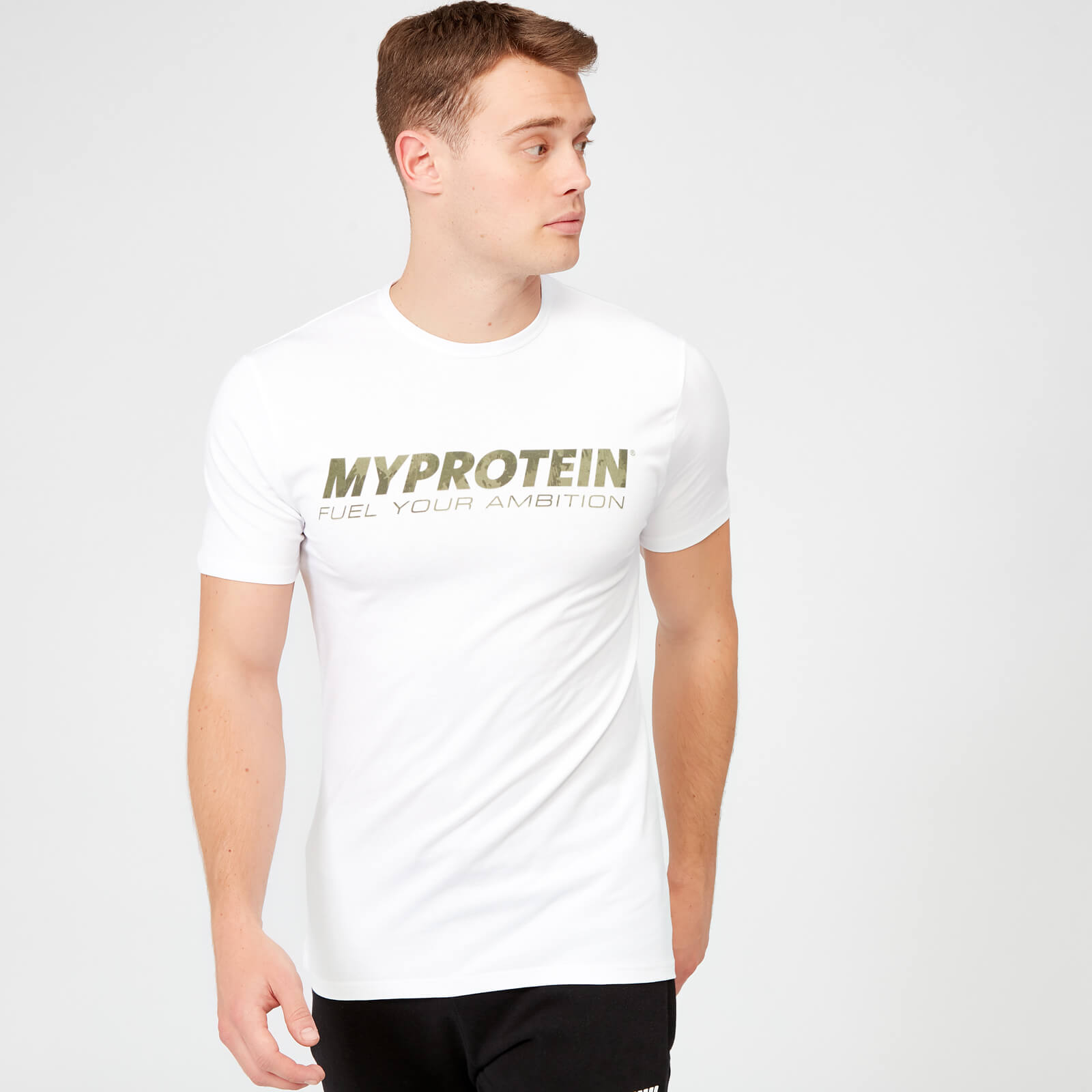 Myprotein Green Camo T-Shirt - White