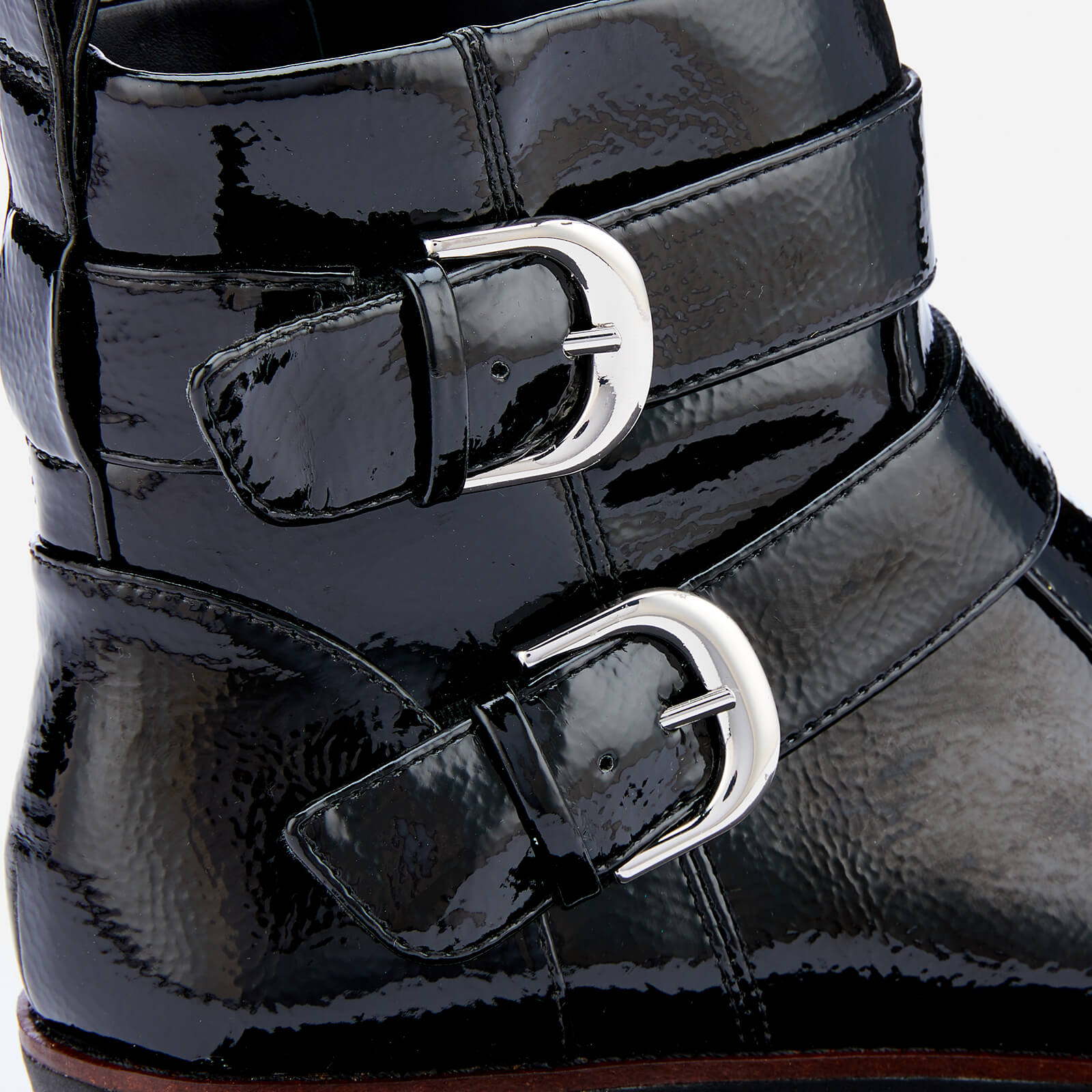 FitFlop Women s Laila Double Buckle Crinkle Patent Ankle Boots Black Allsole