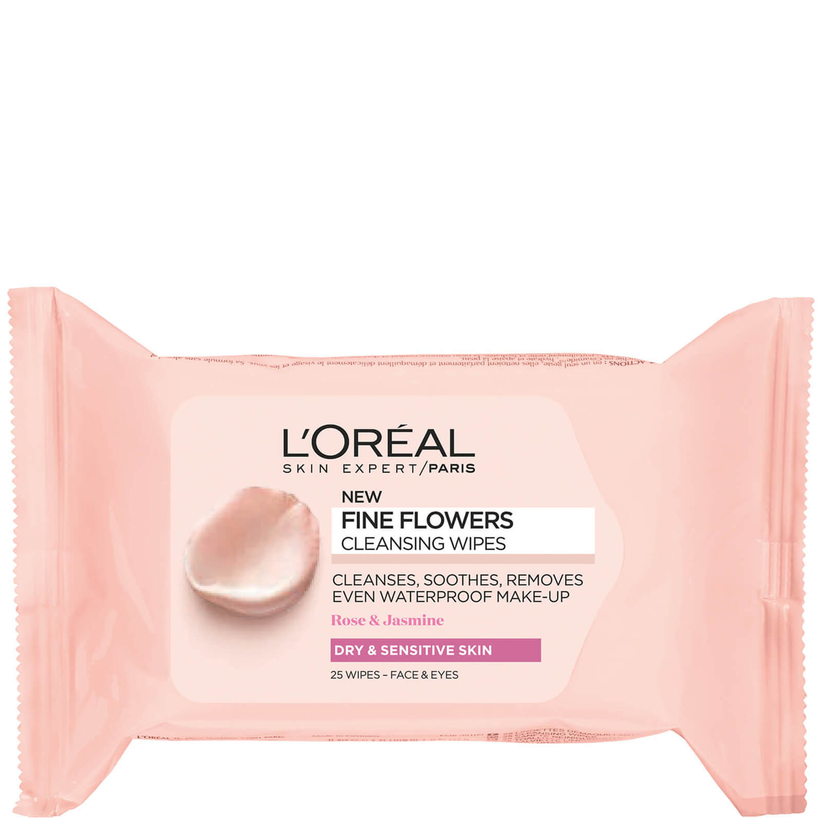 Toallitas limpiadoras para pieles sensibles Fine Flowers de L'Oréal Paris 25 unidades