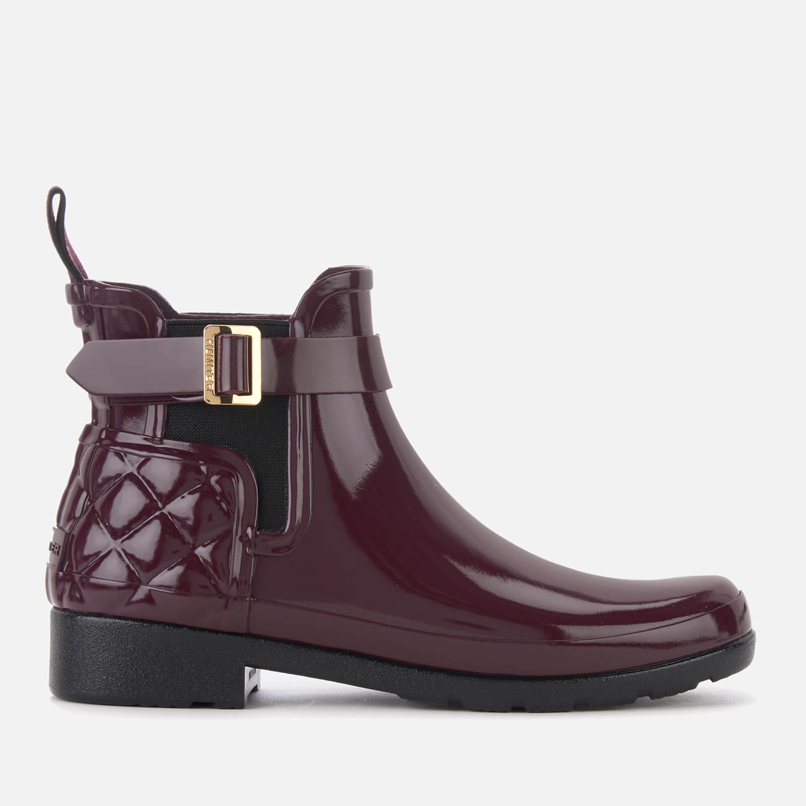 Hunter Women s Refined Gloss Quilted Chelsea Boots Oxblood Allsole