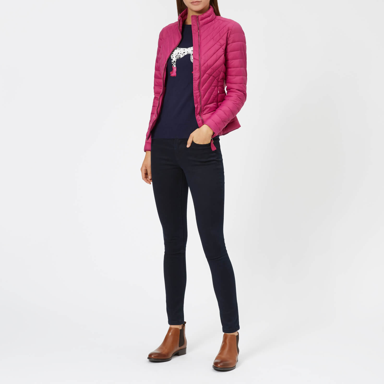 Joules Women s Elodie Chevron Quilted Jacket Deep Fuchsia Coggles