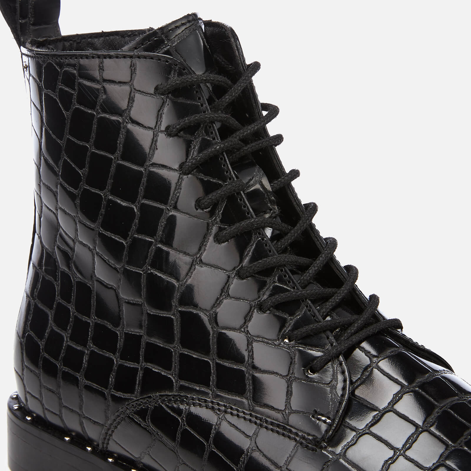 KG Kurt Geiger Women s Tilda Leather Croc Lace Up Boots Black Allsole