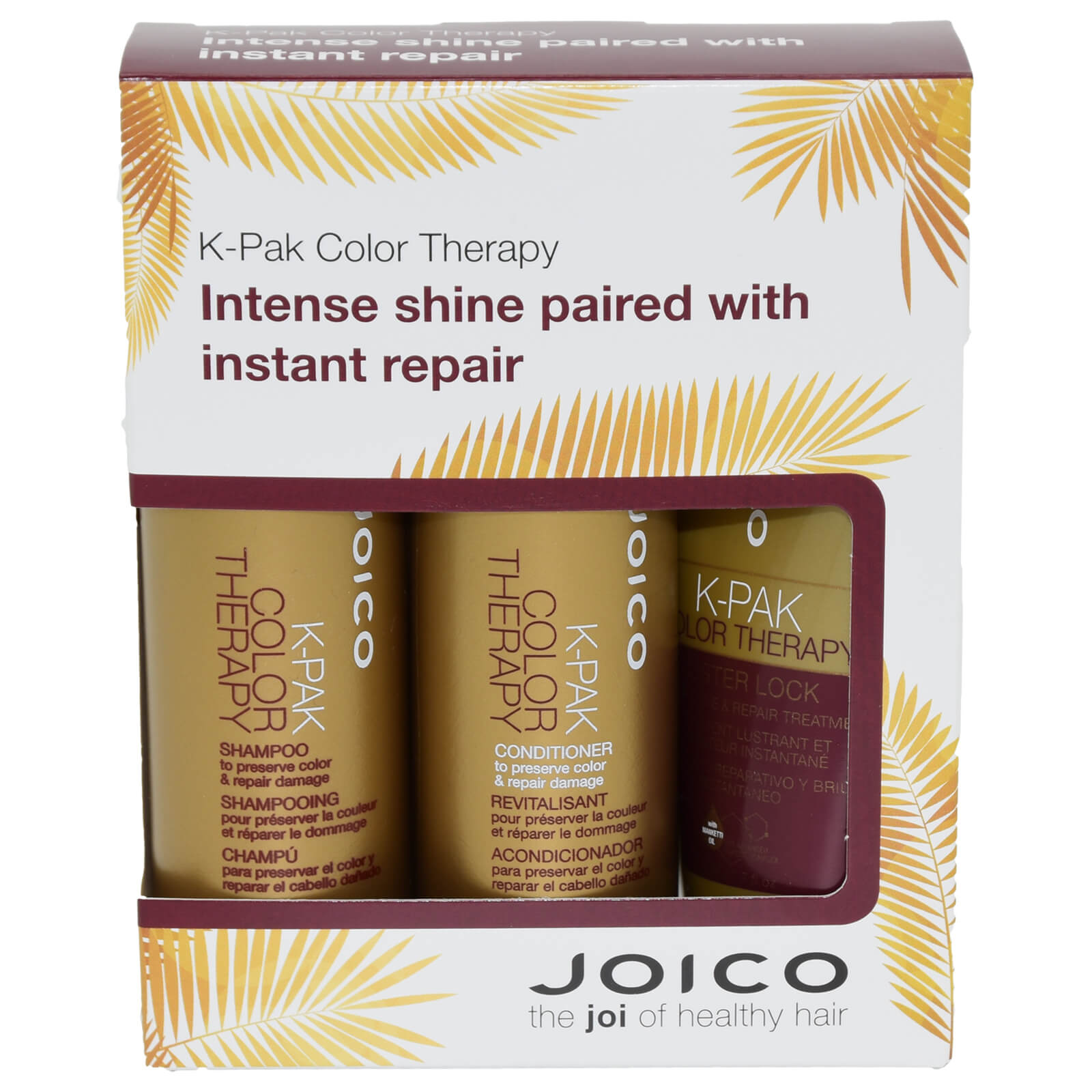 Kit de Viaje K-Pak Color Therapy de Joico - Champú (50ml), Acondicionador (50ml) y Tratamiento Luster Lock (50ml)