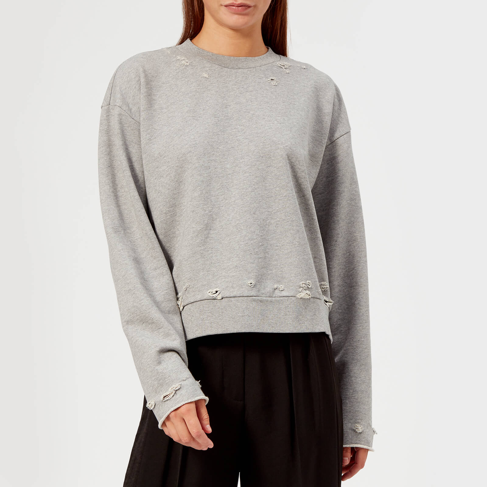 T by Alexander Wang Women s Dry French Terry Distressed Sweatshirt Heather Grey Coggles