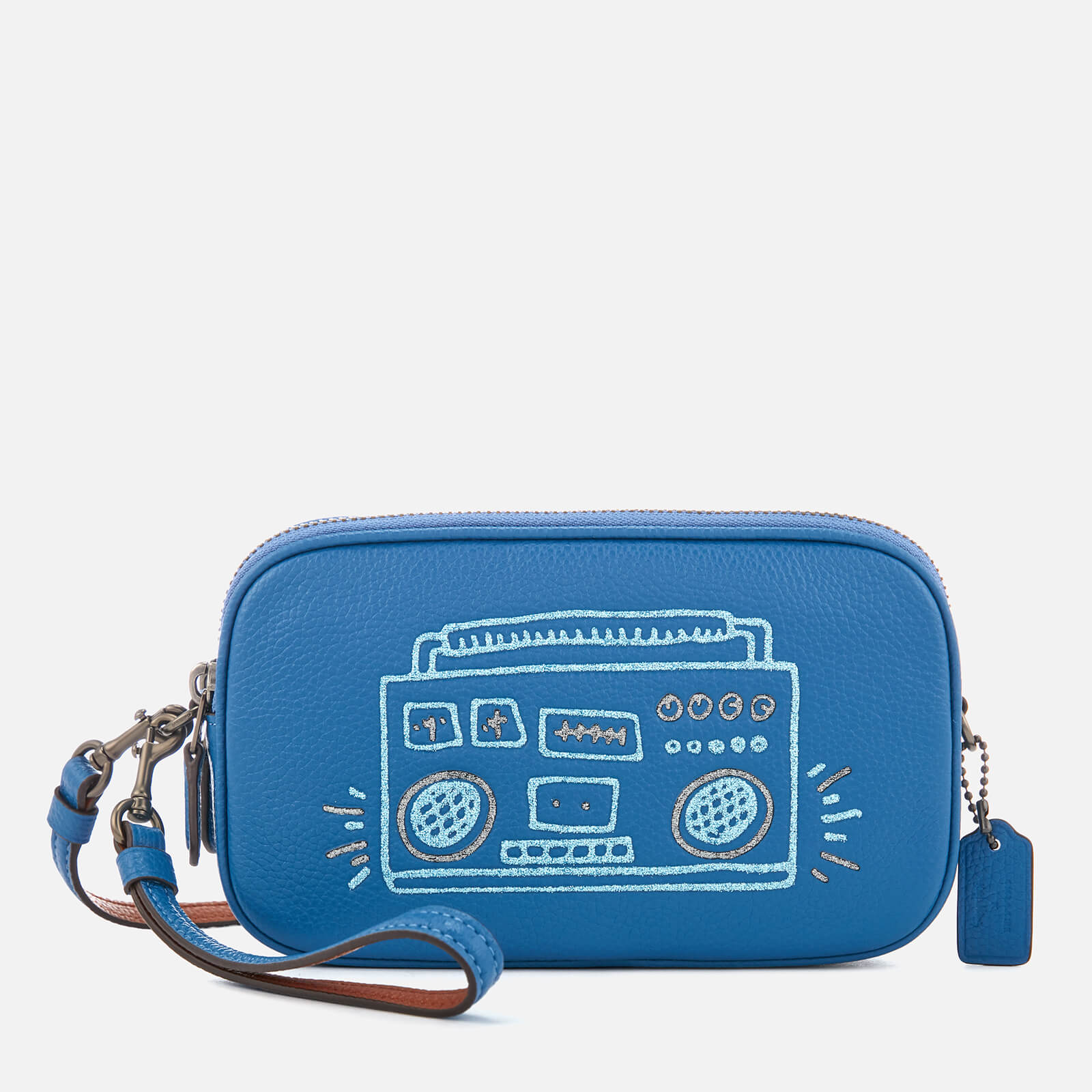 Coach Women s X Keith Haring Cross Body Clutch Bag Sky Blue Coggles