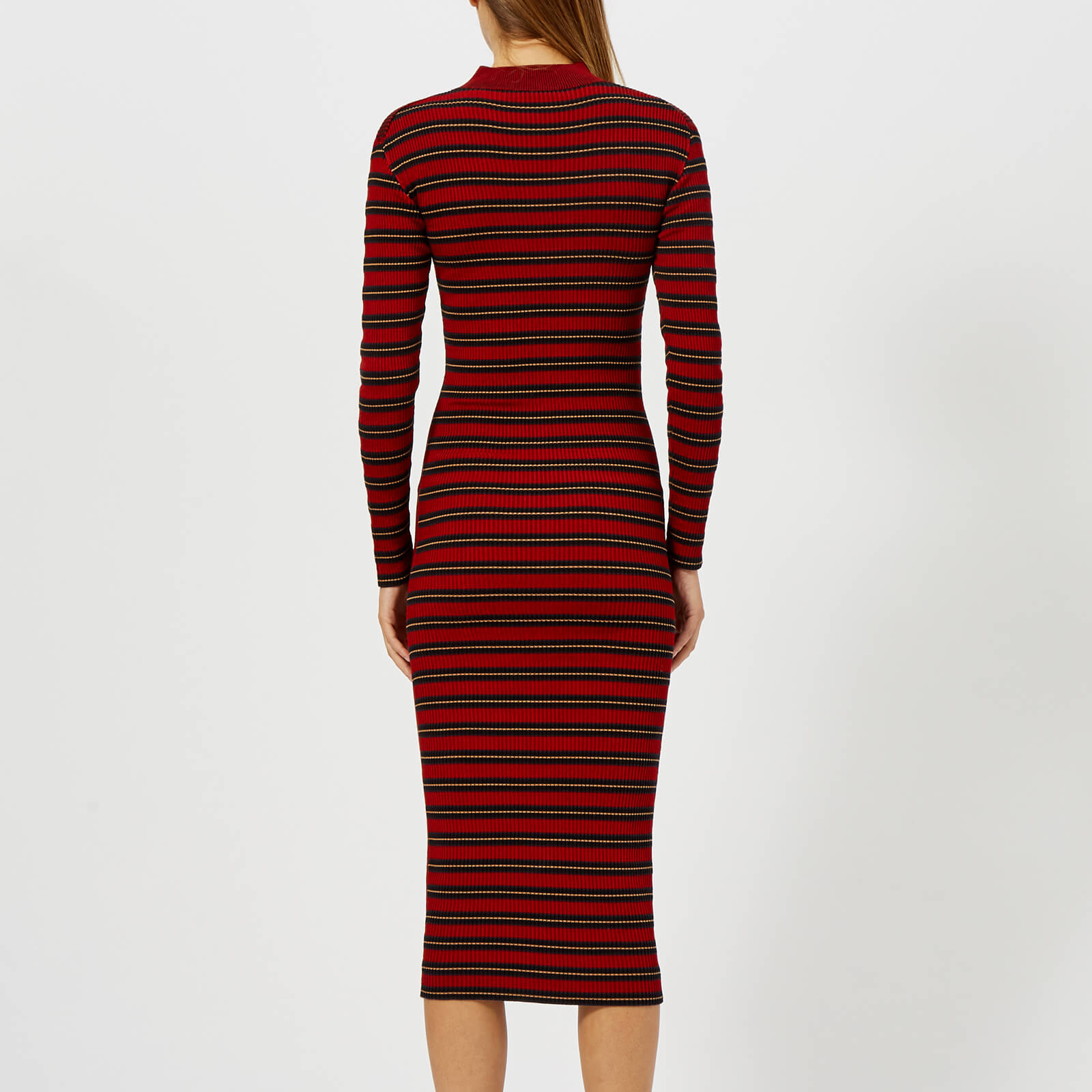 McQ Alexander McQueen Women's Rib Striped Dress - Red Clay