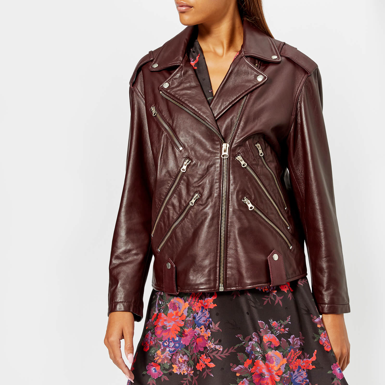 McQ Alexander McQueen Women's Zip Biker Jacket - Cherry | Coggles