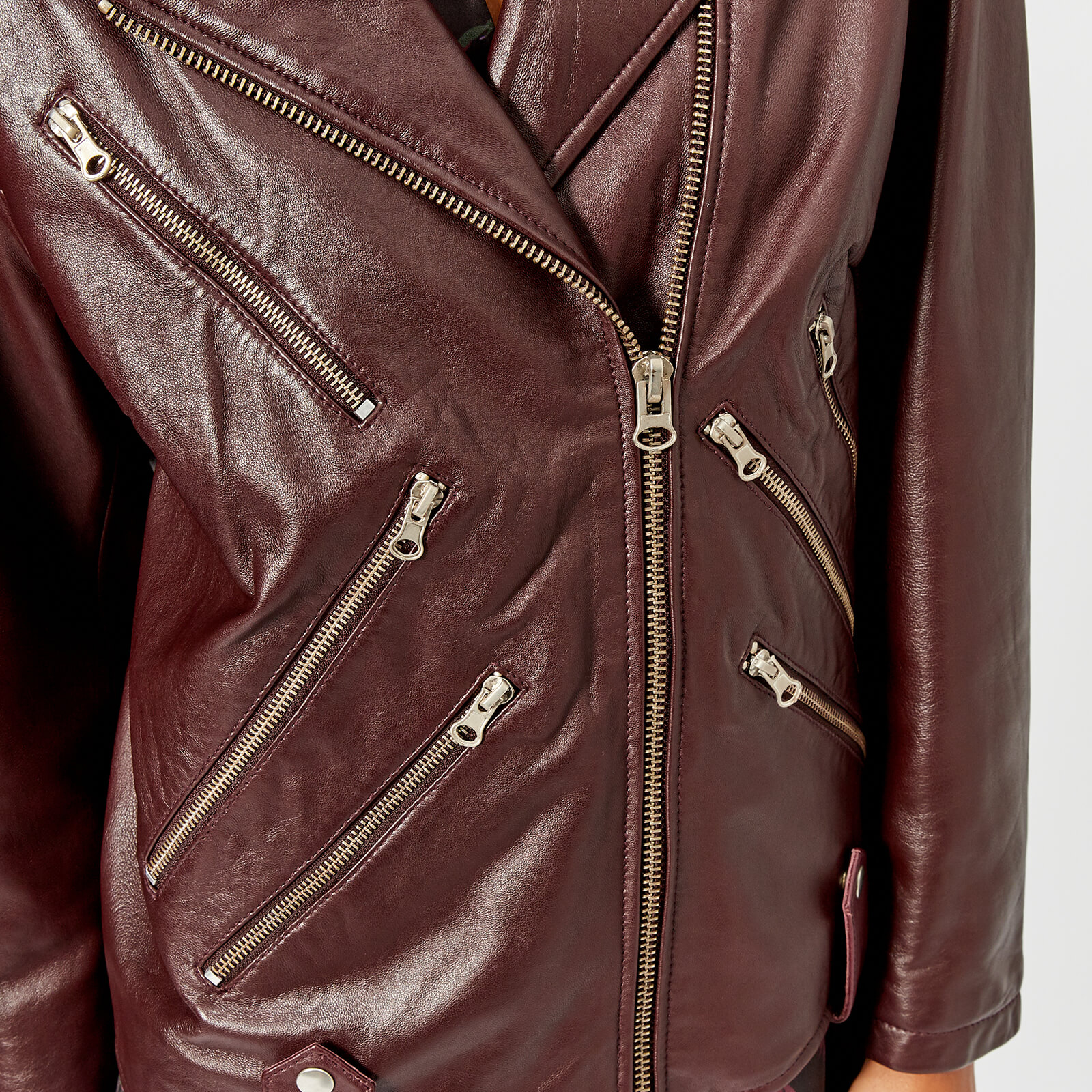 McQ Alexander McQueen Women's Zip Biker Jacket - Cherry | Coggles