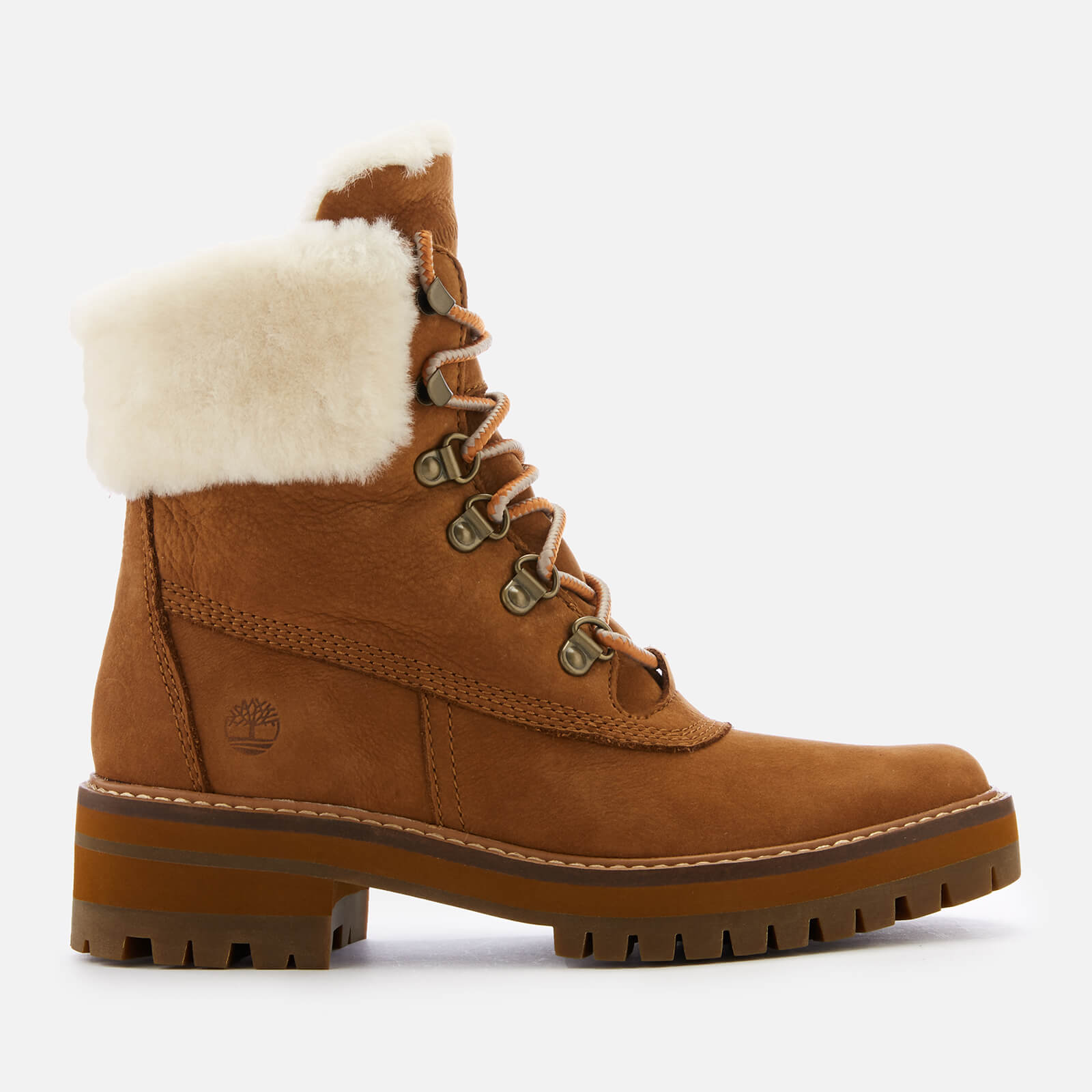 Timberland Women s Courmayeur Valley Shearling Lace Up Boots Saddle Allsole