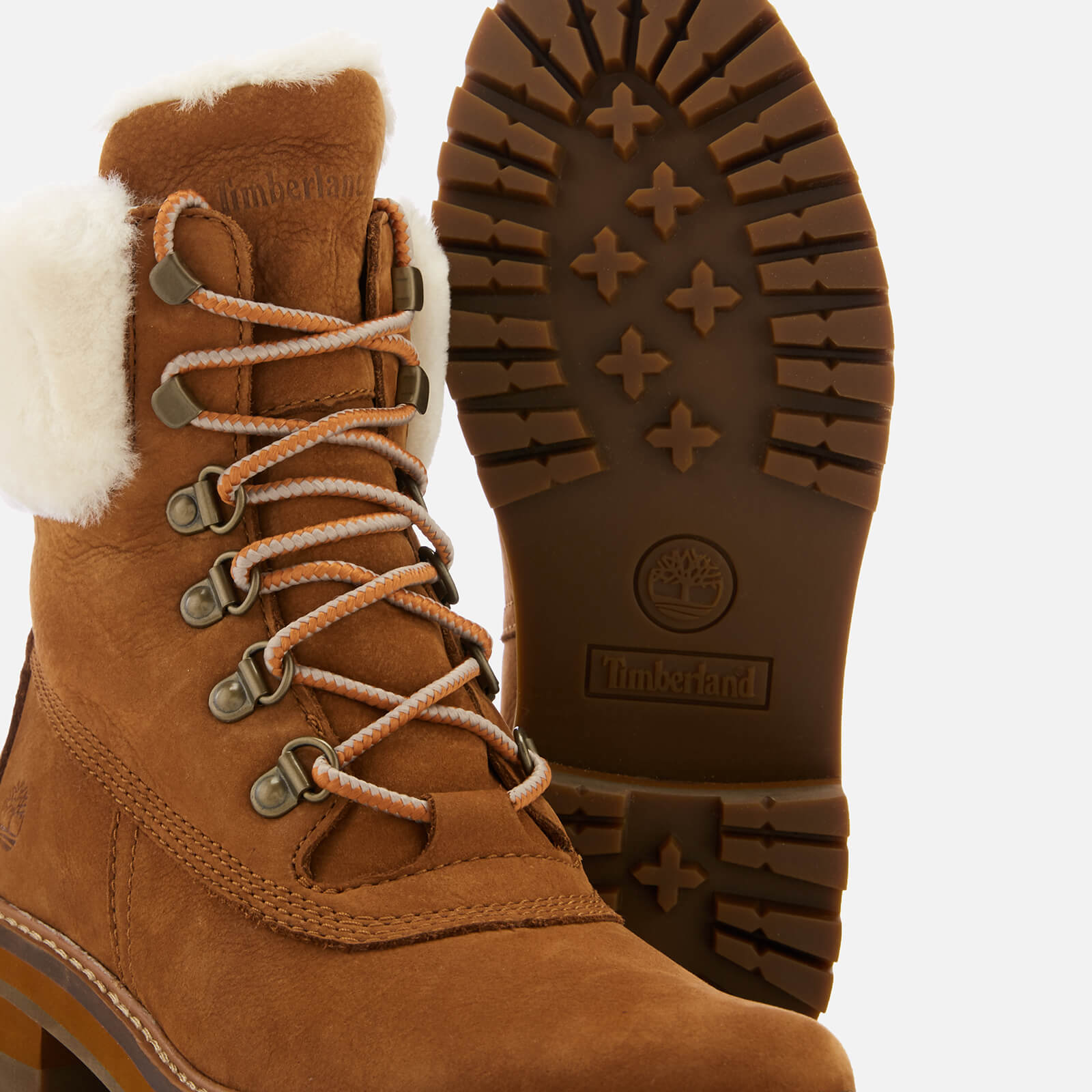 Timberland Women s Courmayeur Valley Shearling Lace Up Boots Saddle Allsole