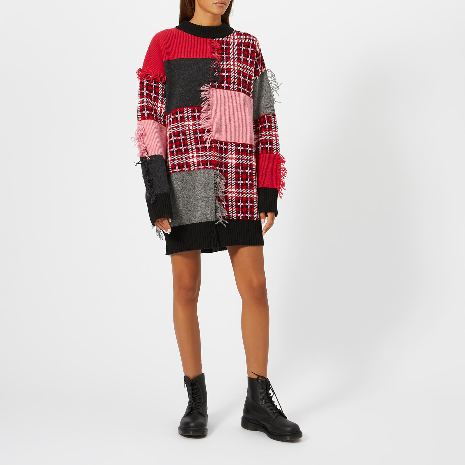 MSGM Women s Patchwork Fringe Jumper Dress Multi Coggles