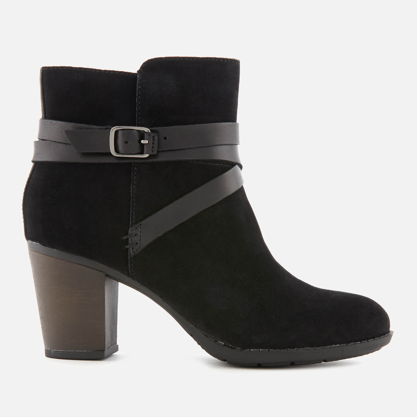 Clarks Women s Enfield Coco Suede Heeled Ankle Boots Black Allsole