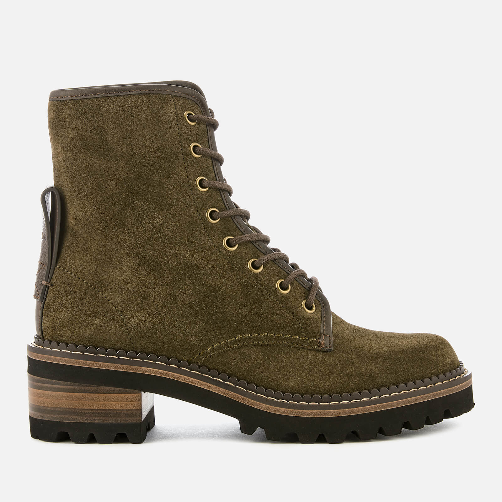 See By Chloe Women s Crosta Heeled Lace Up Boots Loden Coggles