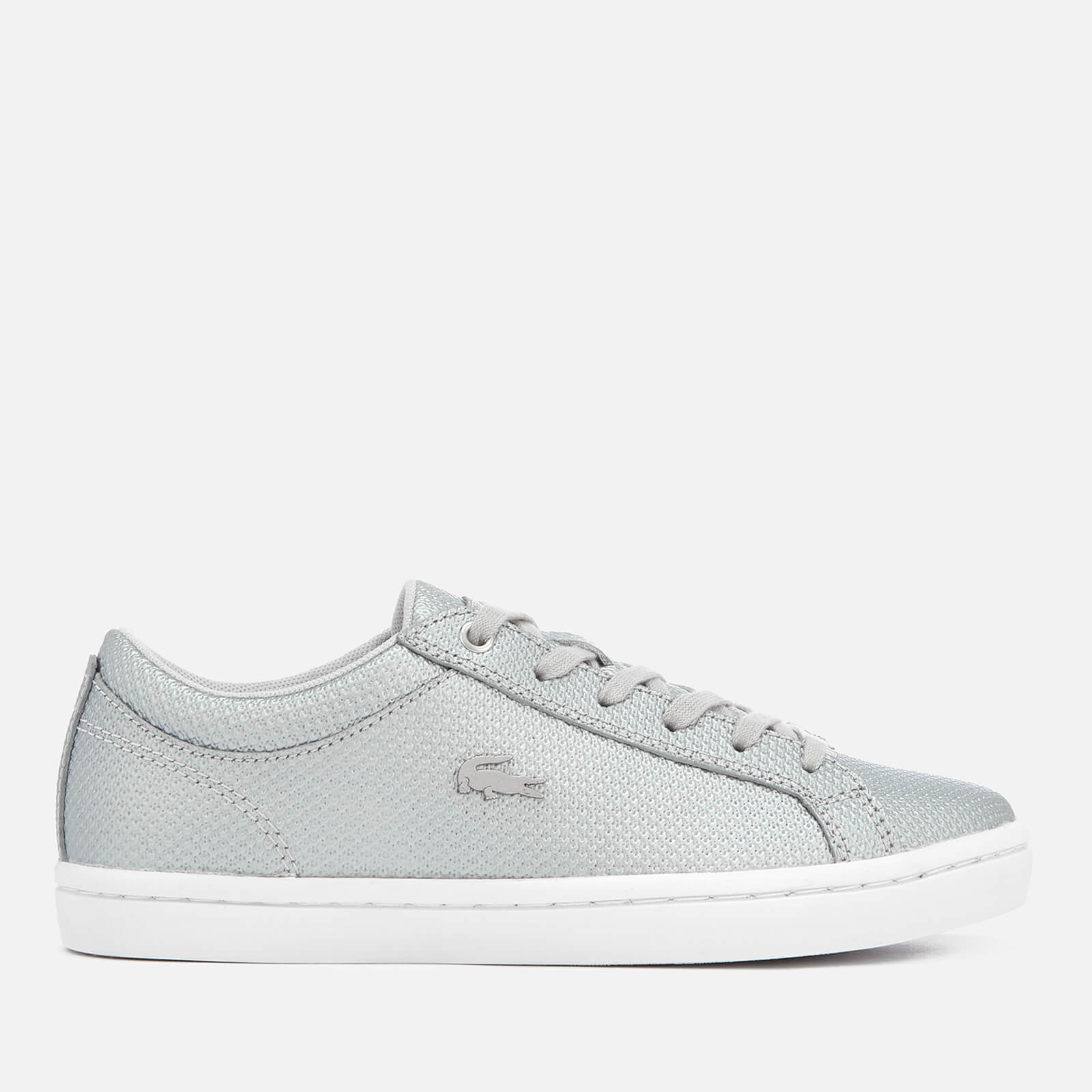 Lacoste Women s Straightset 318 2 Embossed Leather Trainers Silver White Coggles