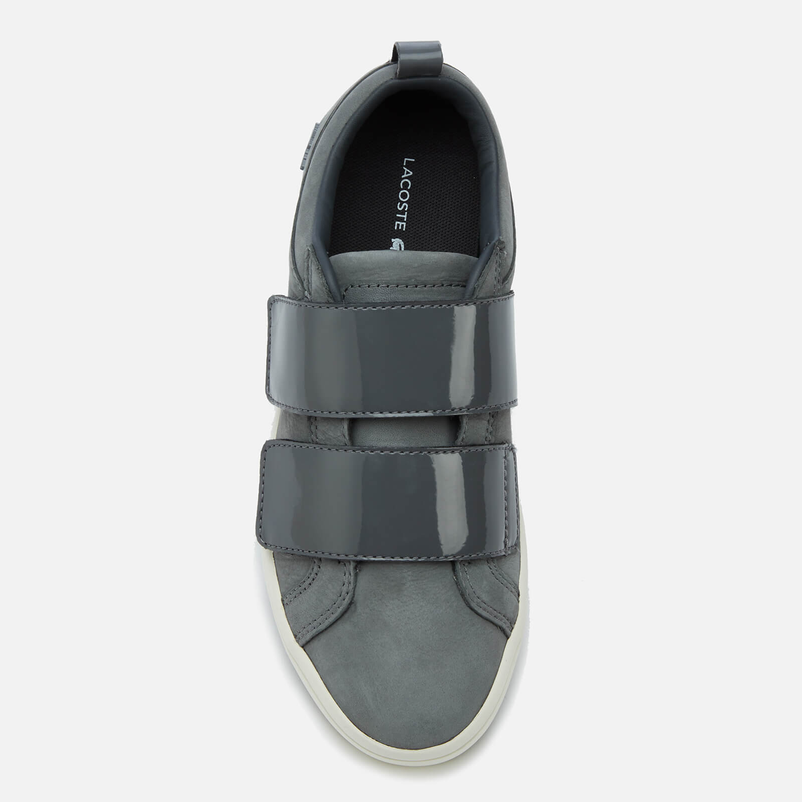 Lacoste Women s Straightset Strap 318 1 Nubuck Trainers Dark Grey Off White Coggles