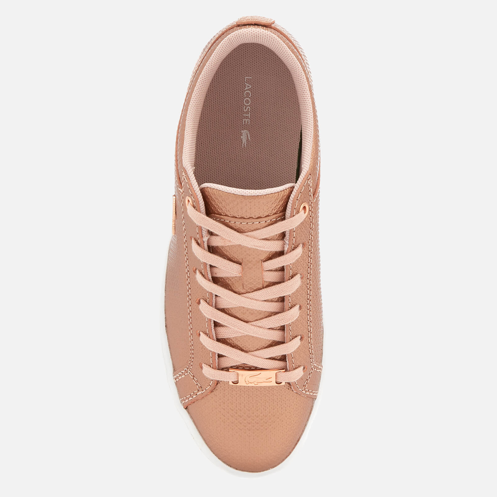 Lacoste Women s Straightset 318 2 Embossed Leather Trainers Light Pink White Coggles