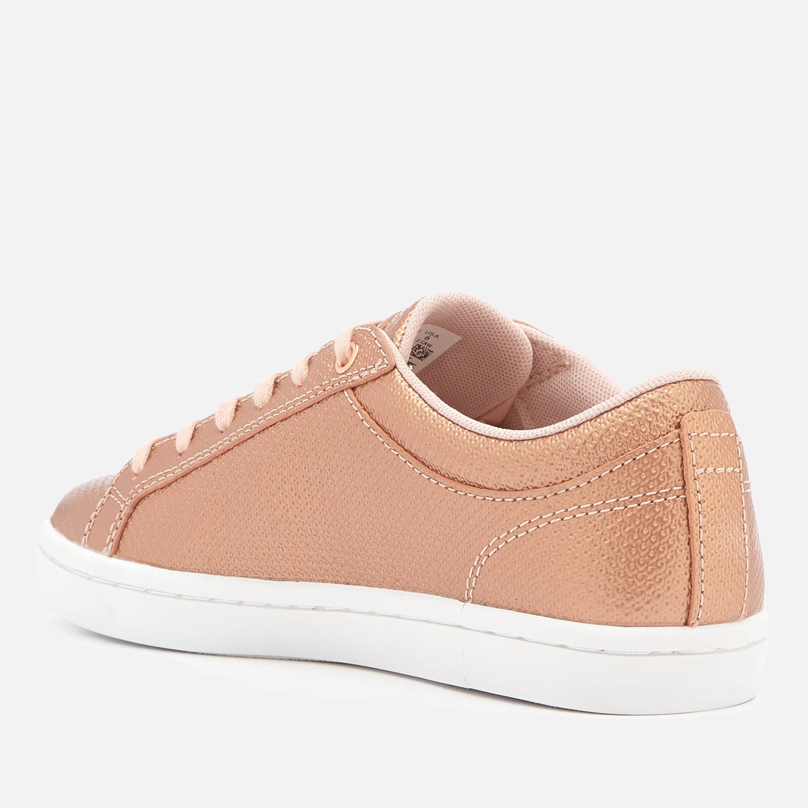 Lacoste Women s Straightset 318 2 Embossed Leather Trainers Light Pink White Coggles