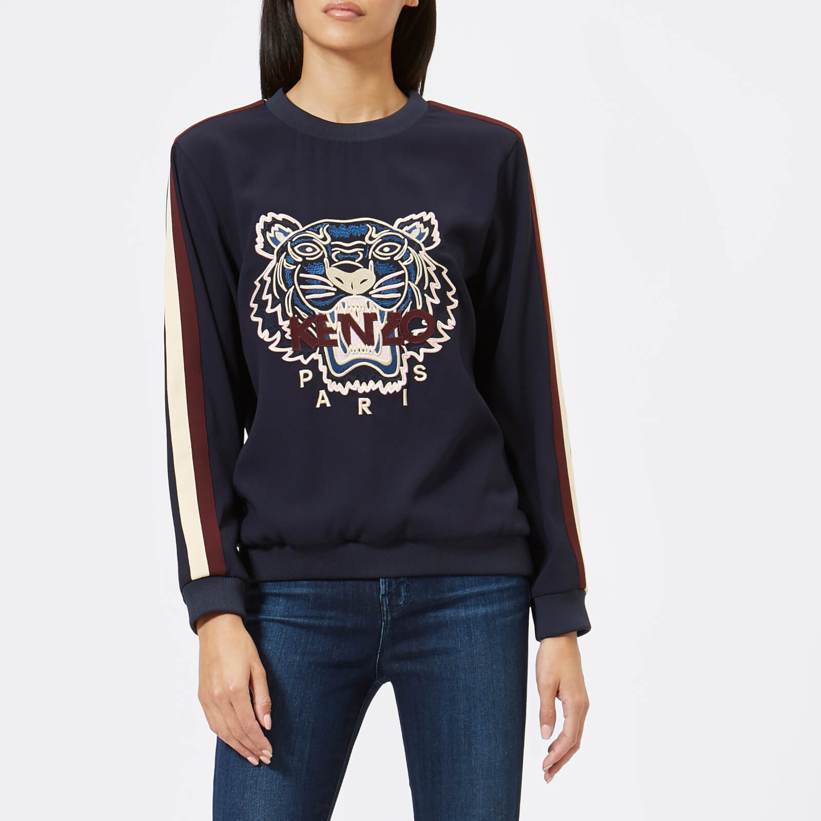 KENZO Women s Crepe Back Satin Tiger Jumper Navy Blue Coggles