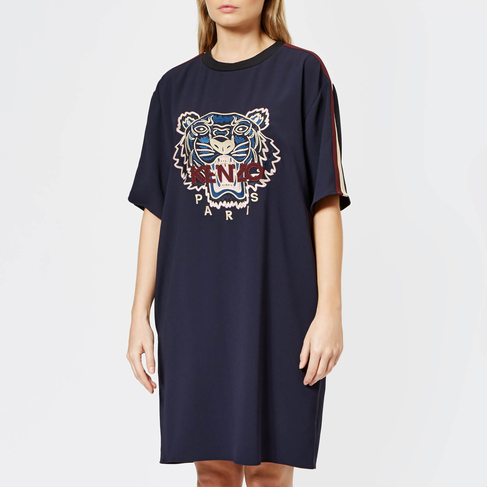 KENZO Women s Crepe Back Satin Tiger Dress Navy Blue Coggles