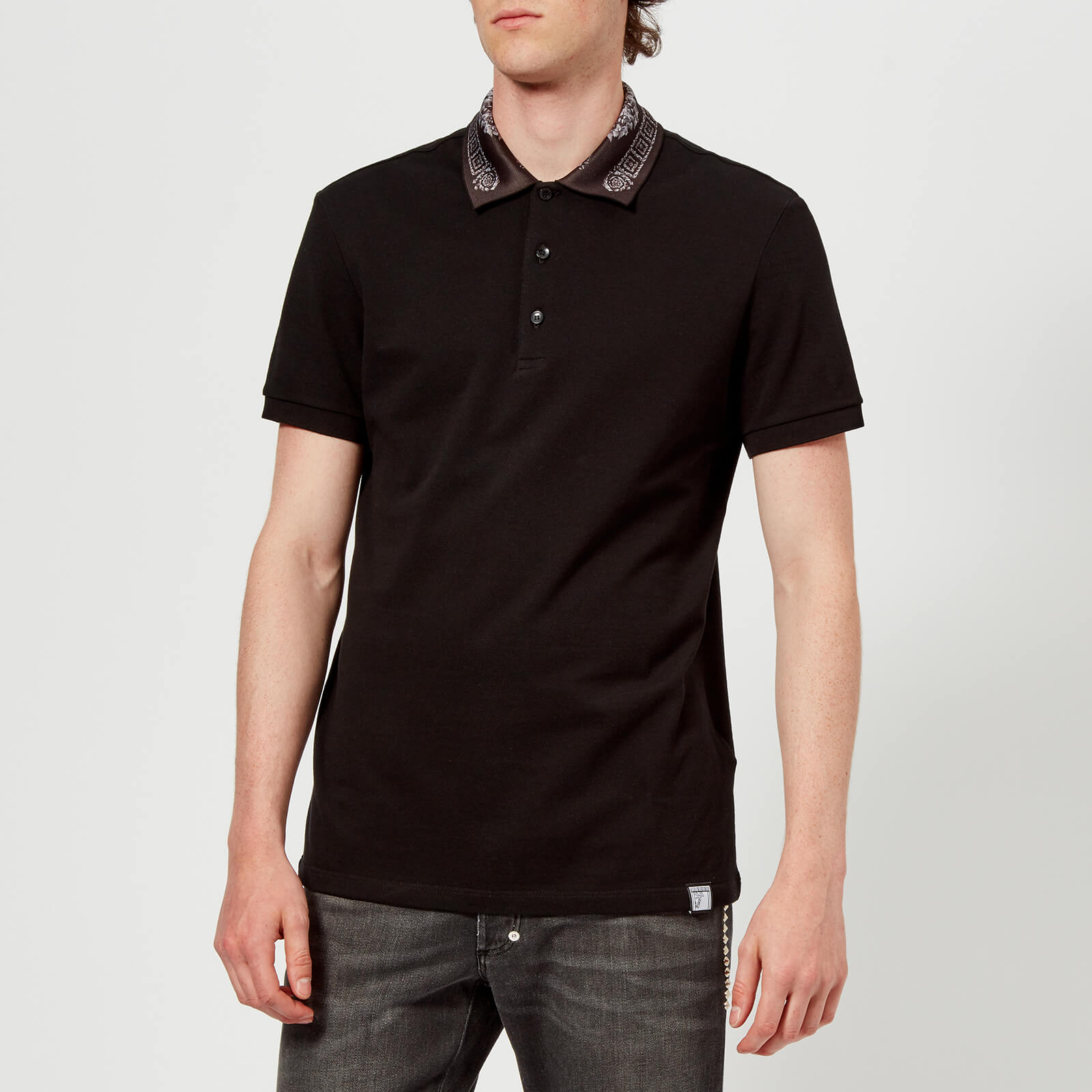 Versace Collection Men s Collar Detail Polo Shirt Nero Coggles