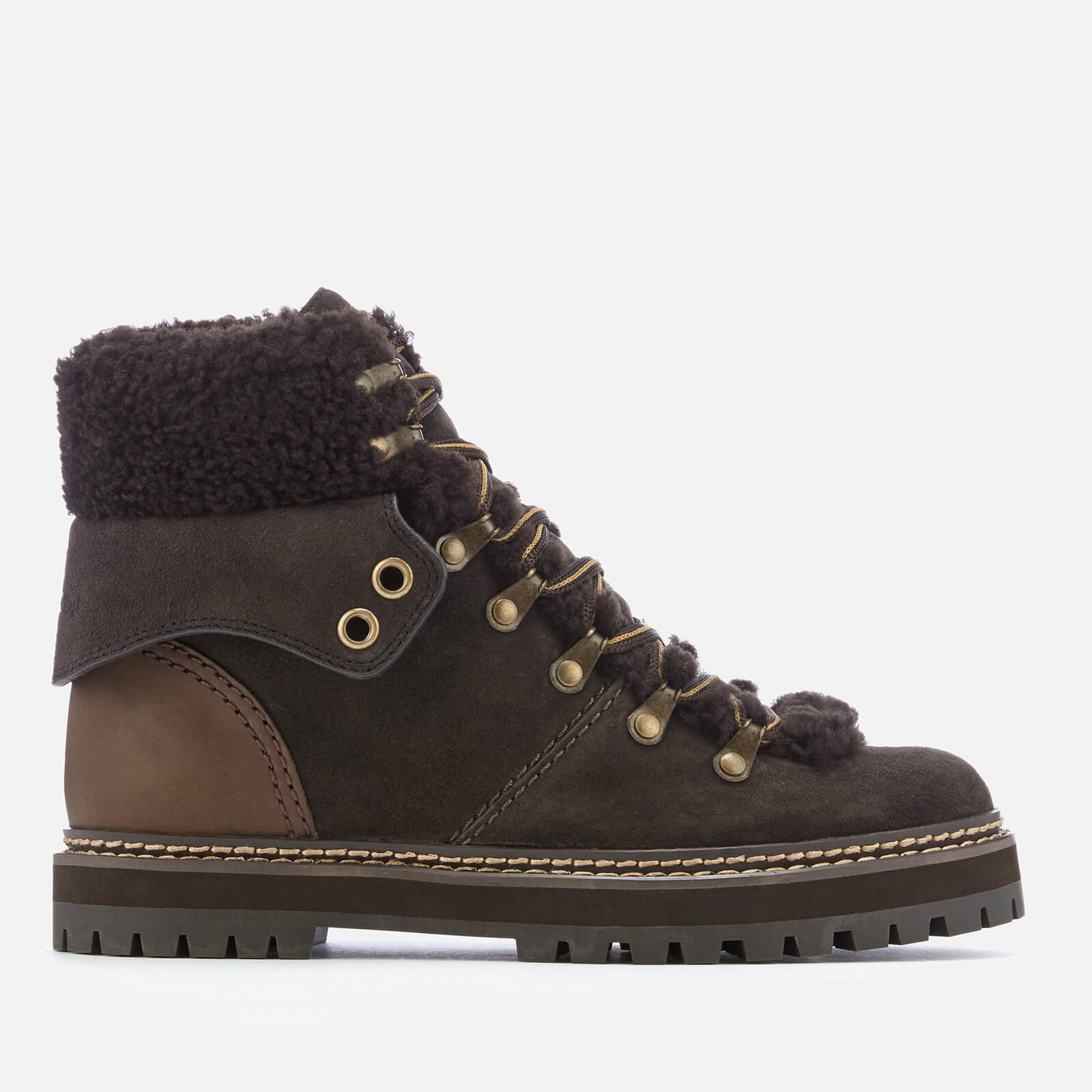 See By Chloé Women's Suede/Shearling Lined Hiking Styled Boots ...