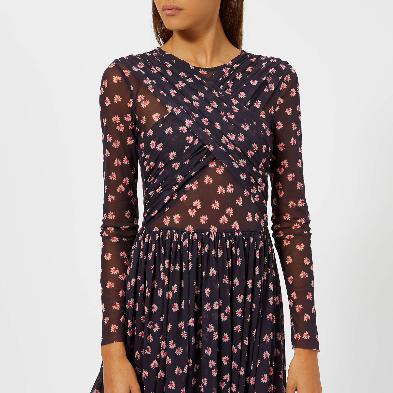 Ganni tilden mesh wrap dress deals