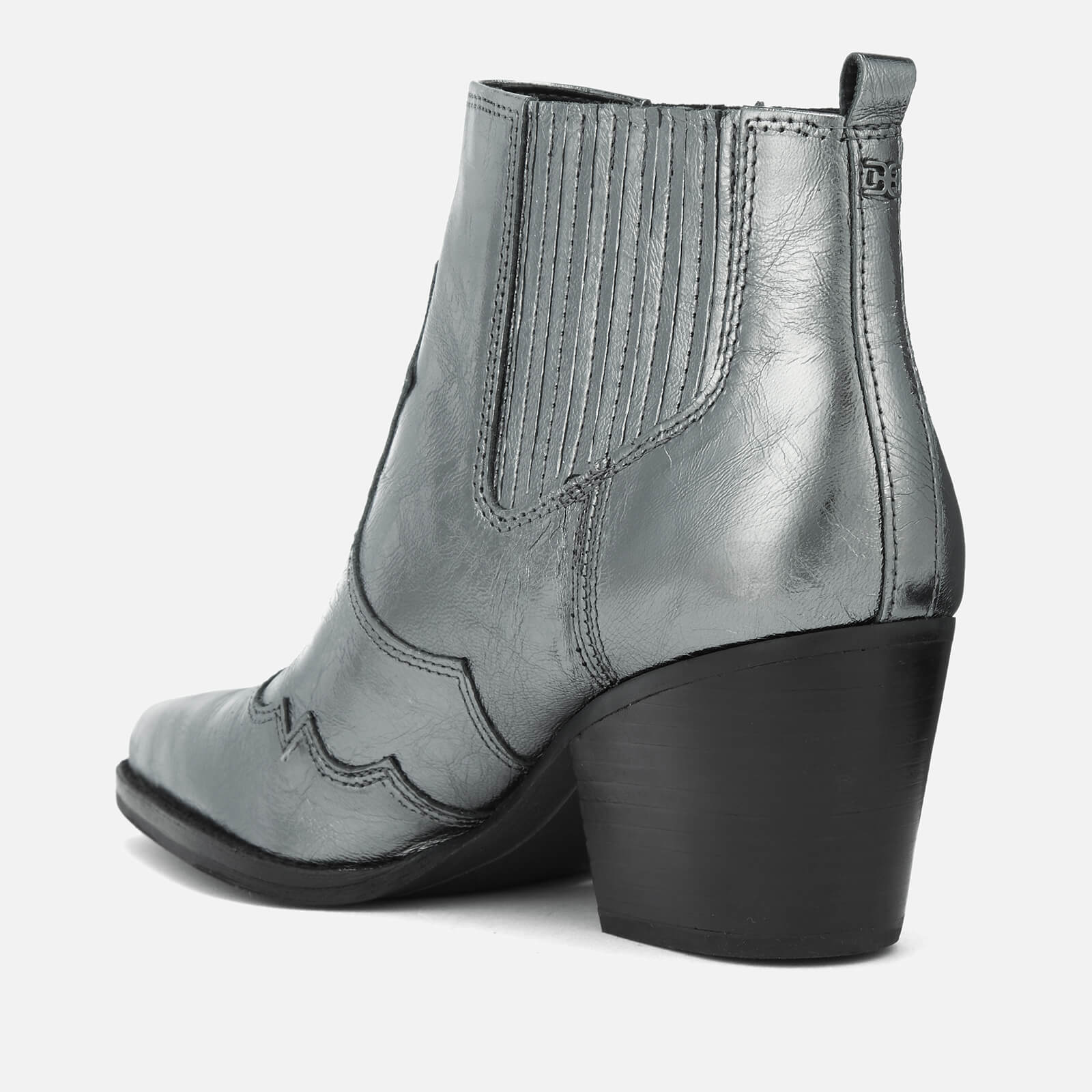 Sam Edelman Women s Winona Distressed Metallic Leather Western Boots Anthracite Allsole