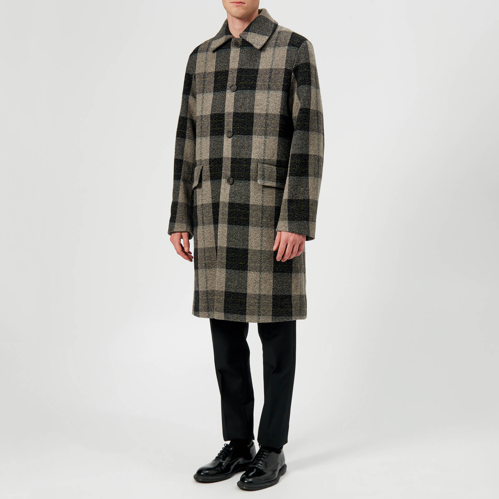 Mens check wool overcoat hotsell