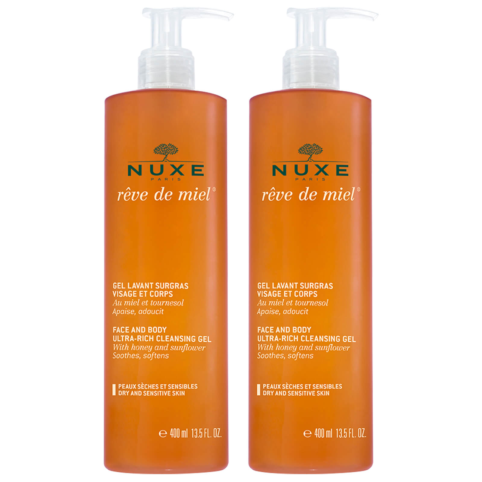 NUXE Rêve de Miel Duo Face and Body Cleansing Gel 2 x 400ml