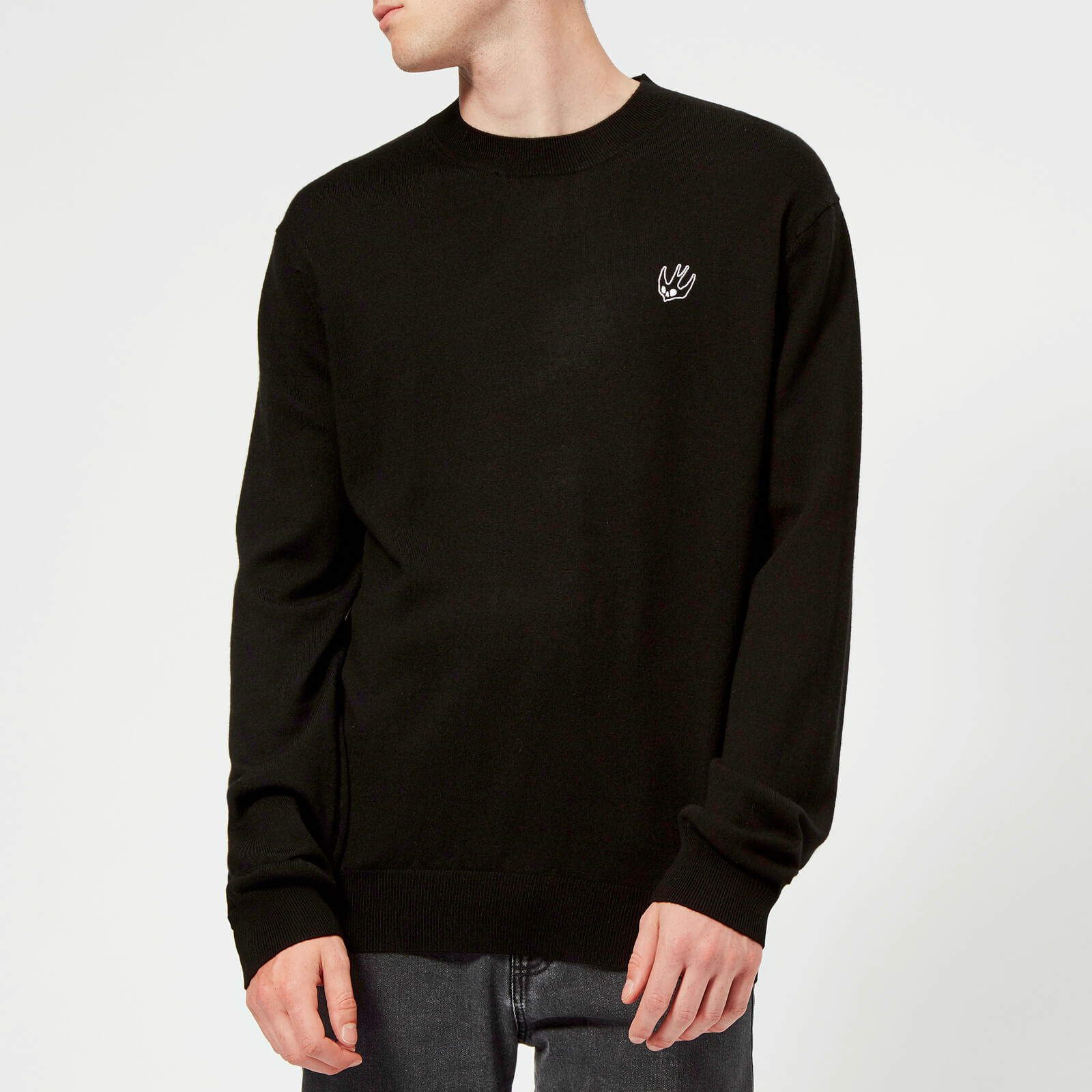 McQ Alexander McQueen Men s Basic Crew Neck Knit Jumper Darkest Black Coggles